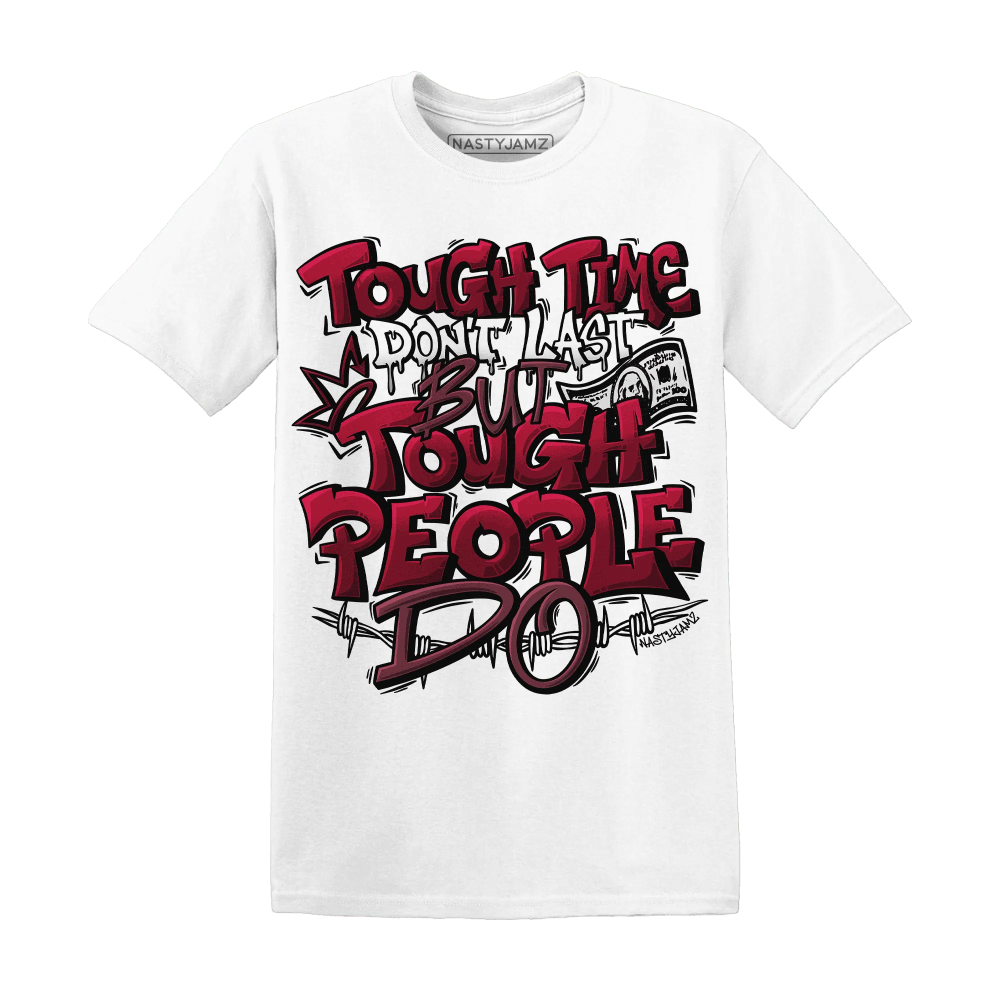 High-White-Team-Red-1s-T-Shirt-Match-Tough-People-Never-Fall