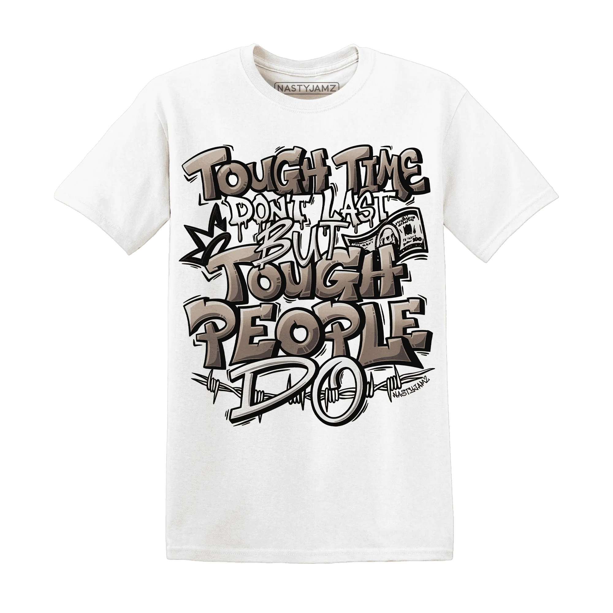 NastyJamz-Low-Mocha-1s-T-Shirt-Match-Tough-People-Never-Fall