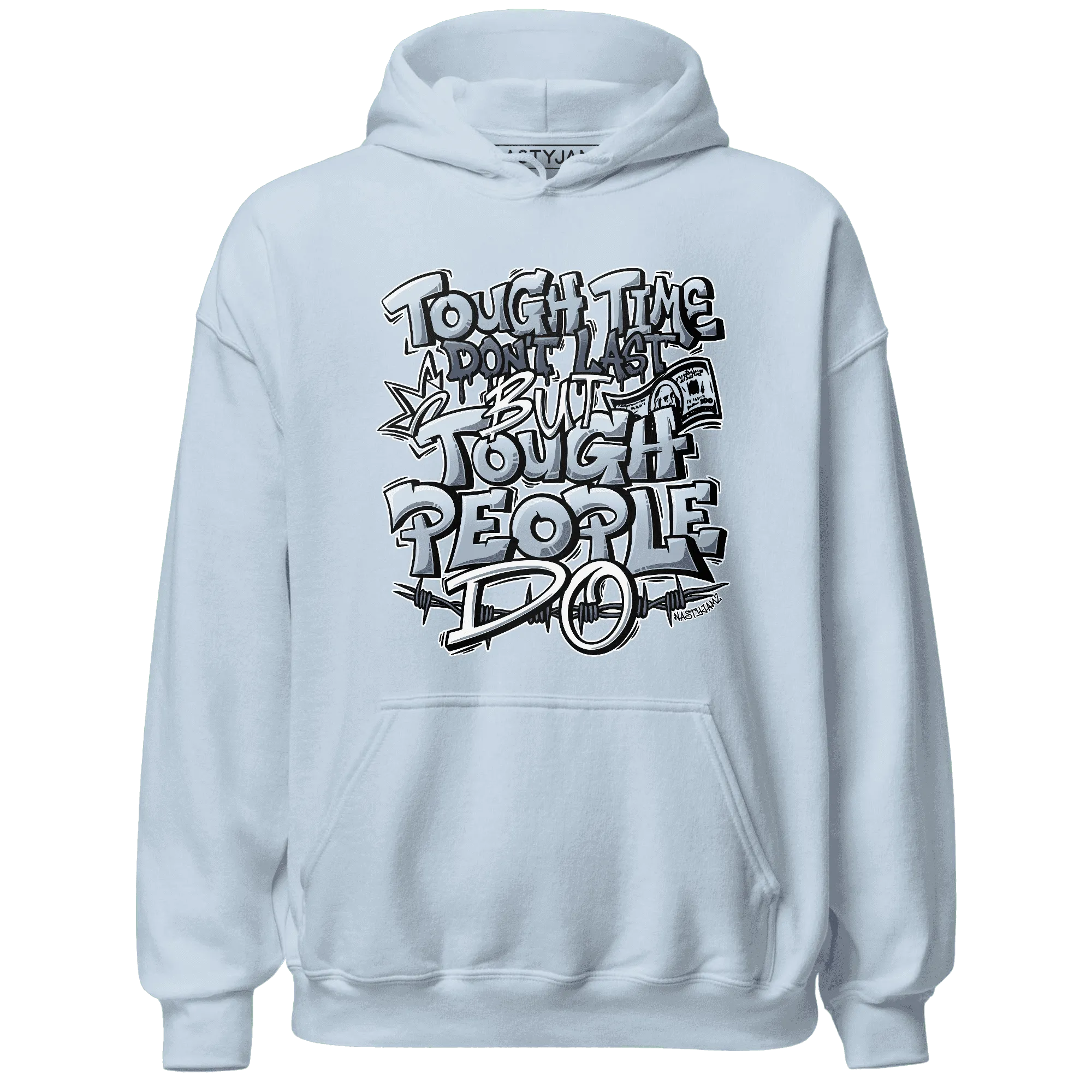 Mid-Diffused-Blue-Grey-1s-Hoodie-Match-Tough-People-Never-Fall