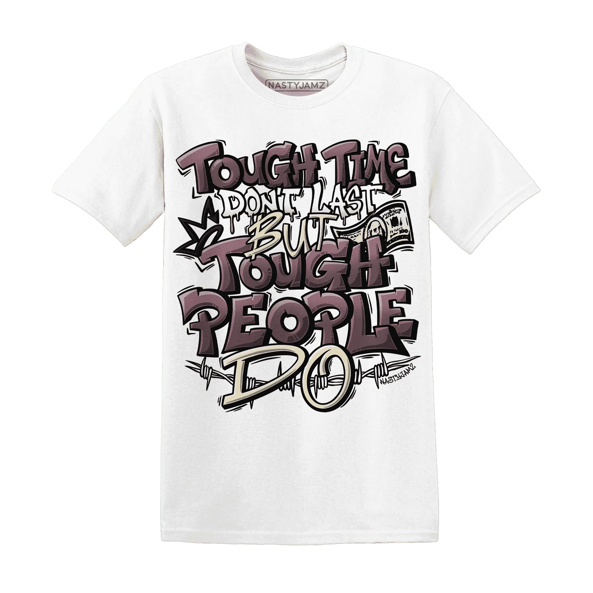 NastyJamz-Burgundy-Crush-3s-T-Shirt-Match-Tough-People-Never-Fall