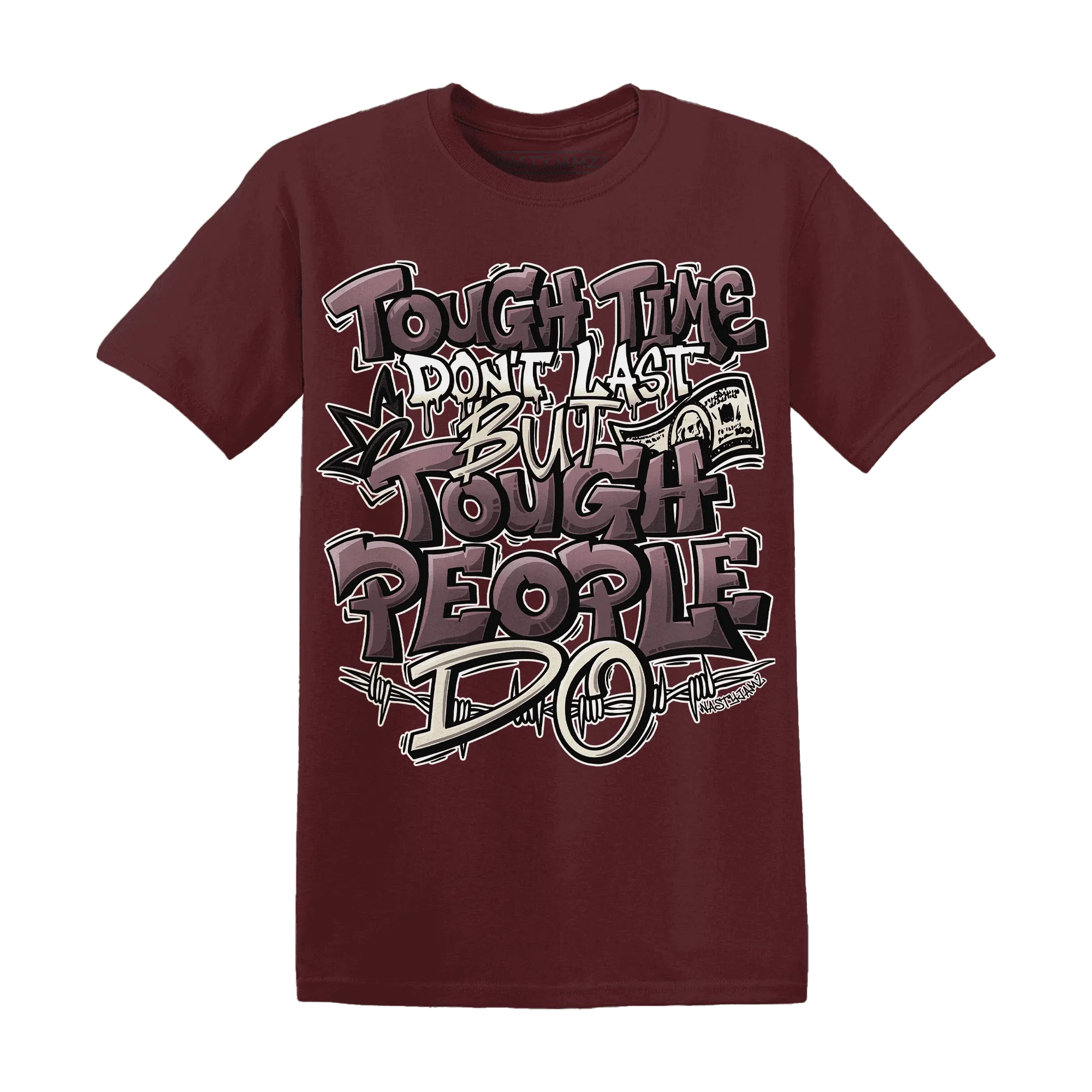 NastyJamz-Burgundy-Crush-3s-T-Shirt-Match-Tough-People-Never-Fall