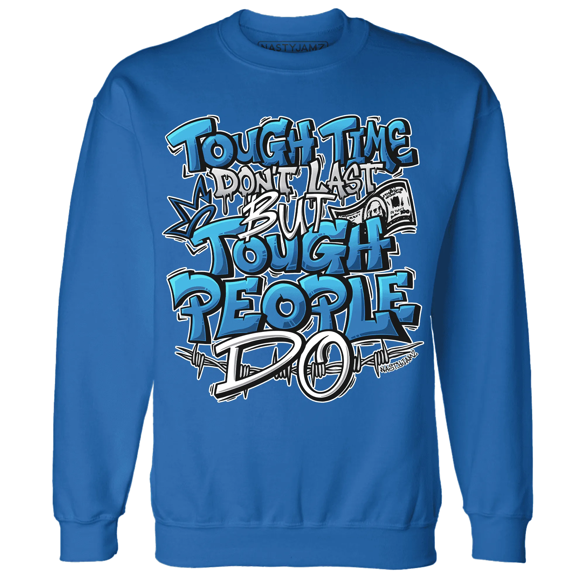 Industrial-Blue-4s-Sweatshirt-Match-Tough-People-Never-Fall