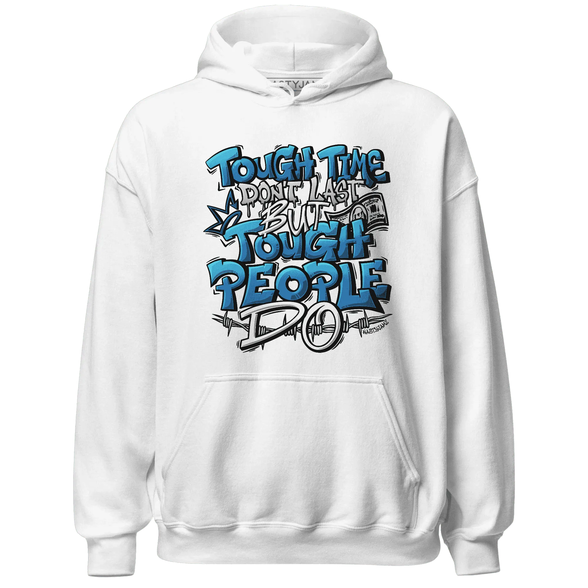 Industrial-Blue-4s-Hoodie-Match-Tough-People-Never-Fall