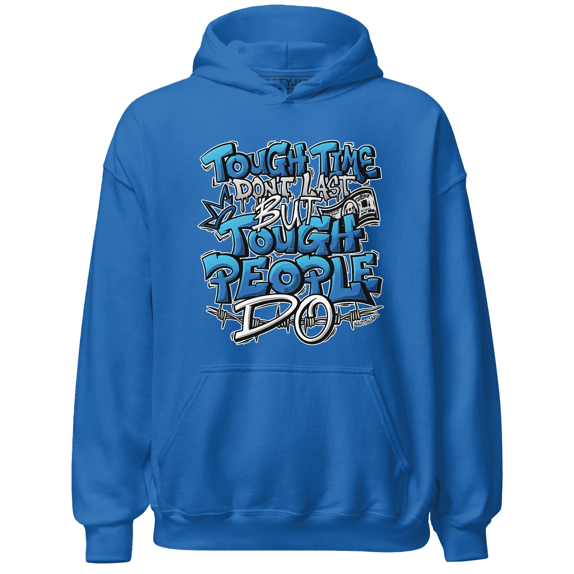 Industrial-Blue-4s-Hoodie-Match-Tough-People-Never-Fall