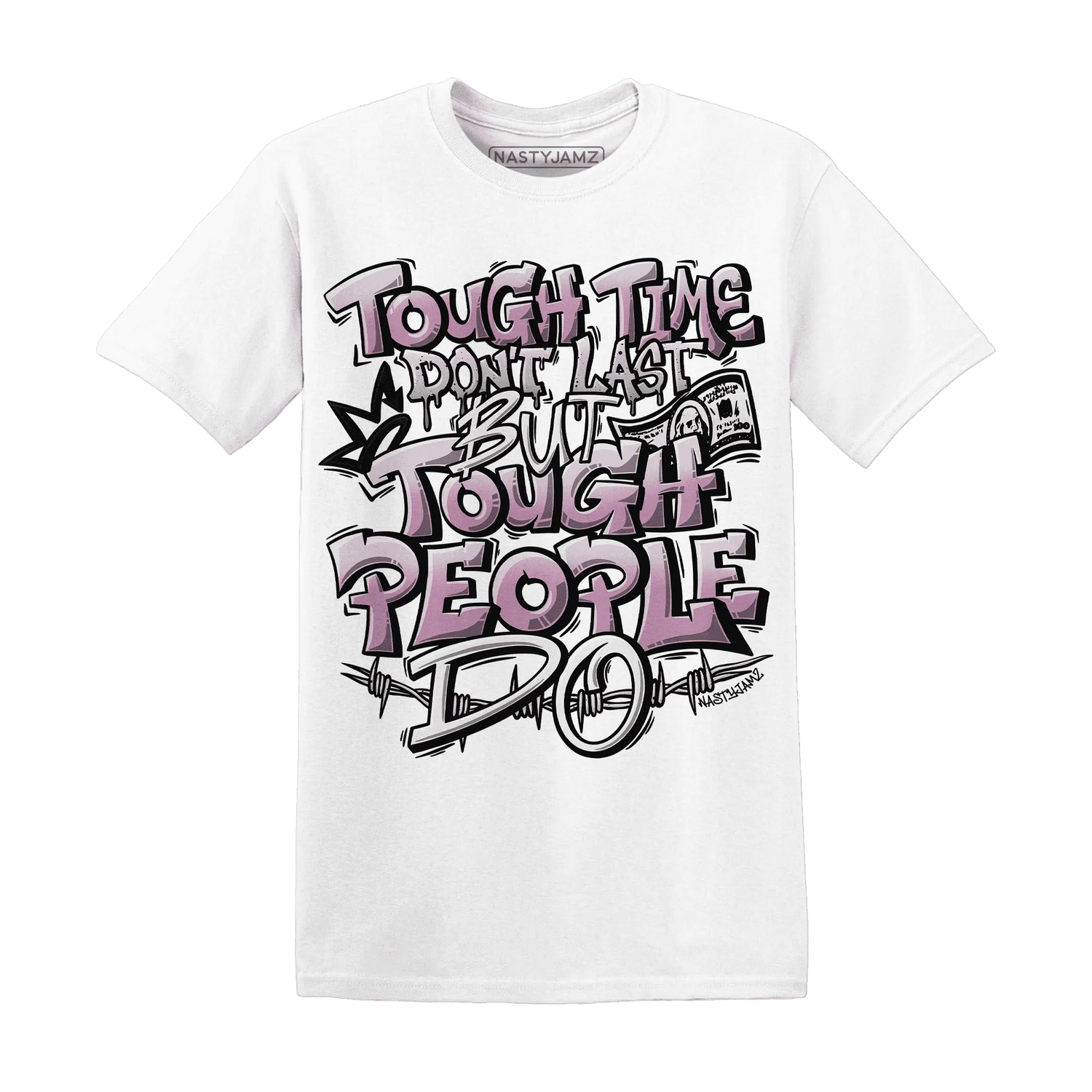 Orchid-Neutral-Grey-Black-White-4s-NastyJamz-T-Shirt-Match-Tough-People-Never-Fall