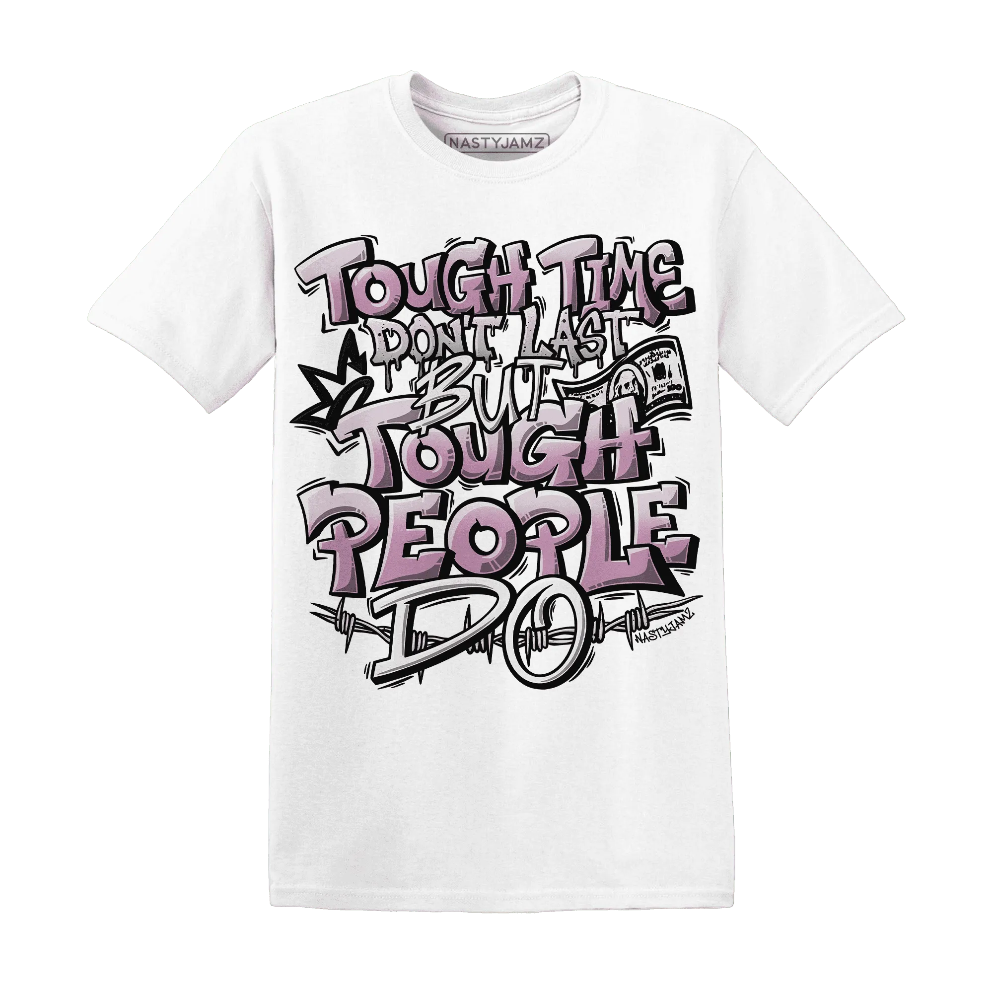 Orchid-Neutral-Grey-Black-White-4s-NastyJamz-T-Shirt-Match-Tough-People-Never-Fall