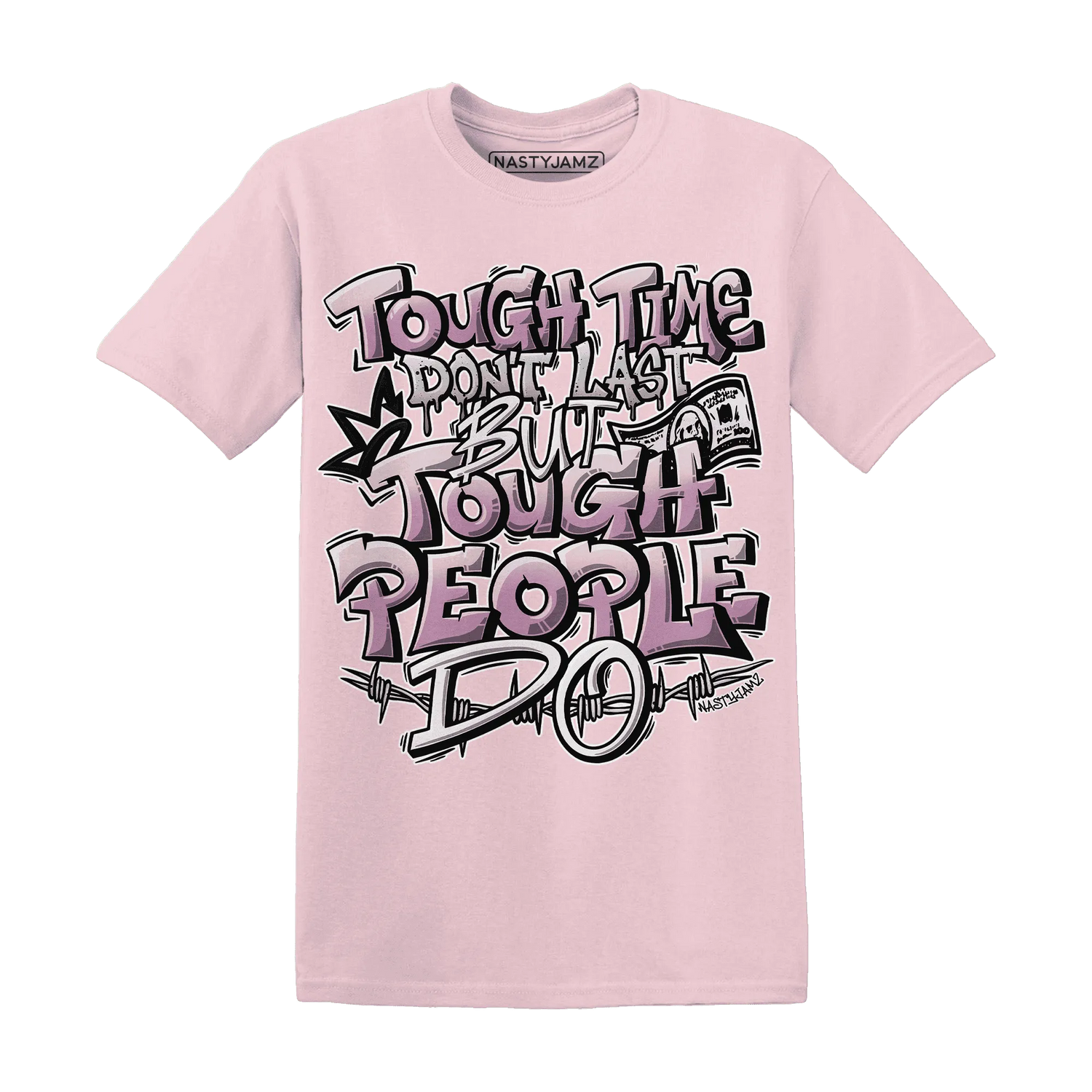 Orchid-Neutral-Grey-Black-White-4s-NastyJamz-T-Shirt-Match-Tough-People-Never-Fall