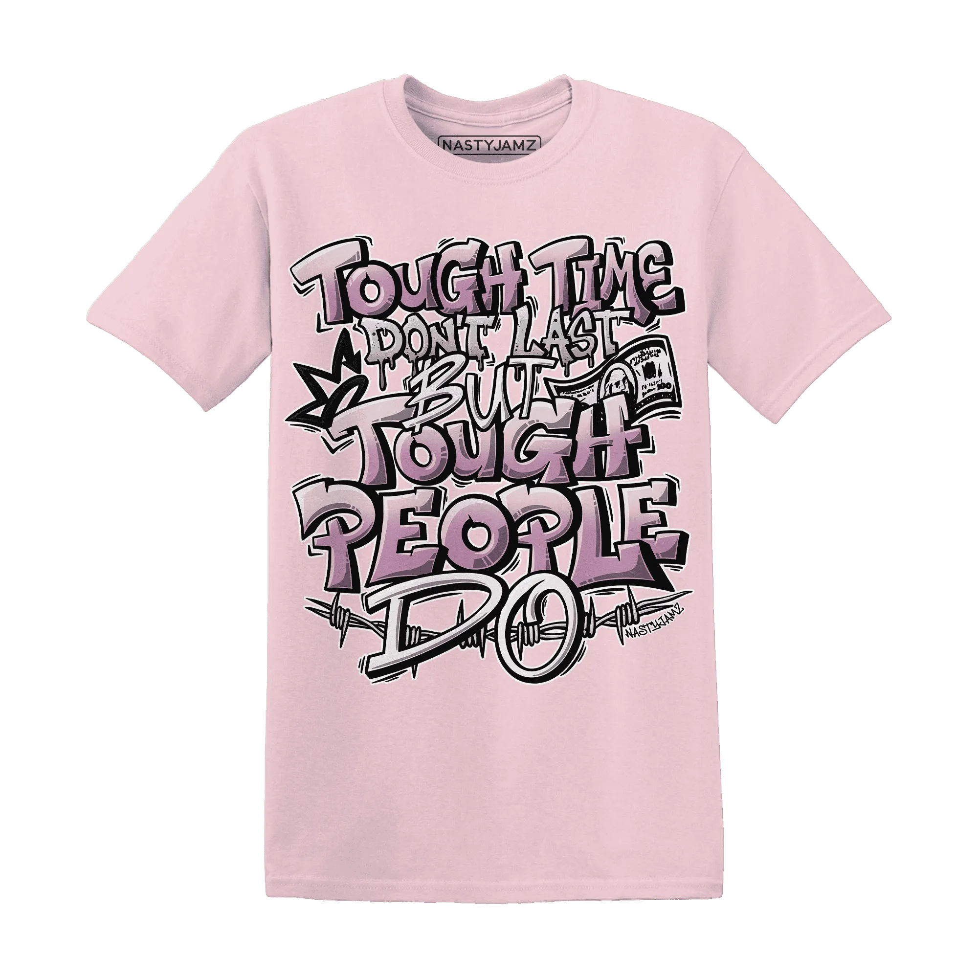 Orchid-Neutral-Grey-Black-White-4s-NastyJamz-T-Shirt-Match-Tough-People-Never-Fall