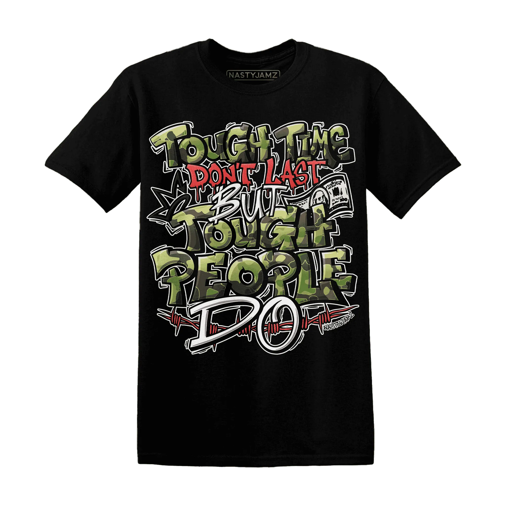 AM-90-Dark-Sage-Solar-Red-NastyJamz-T-Shirt-Match-Tough-People-Never-Fall