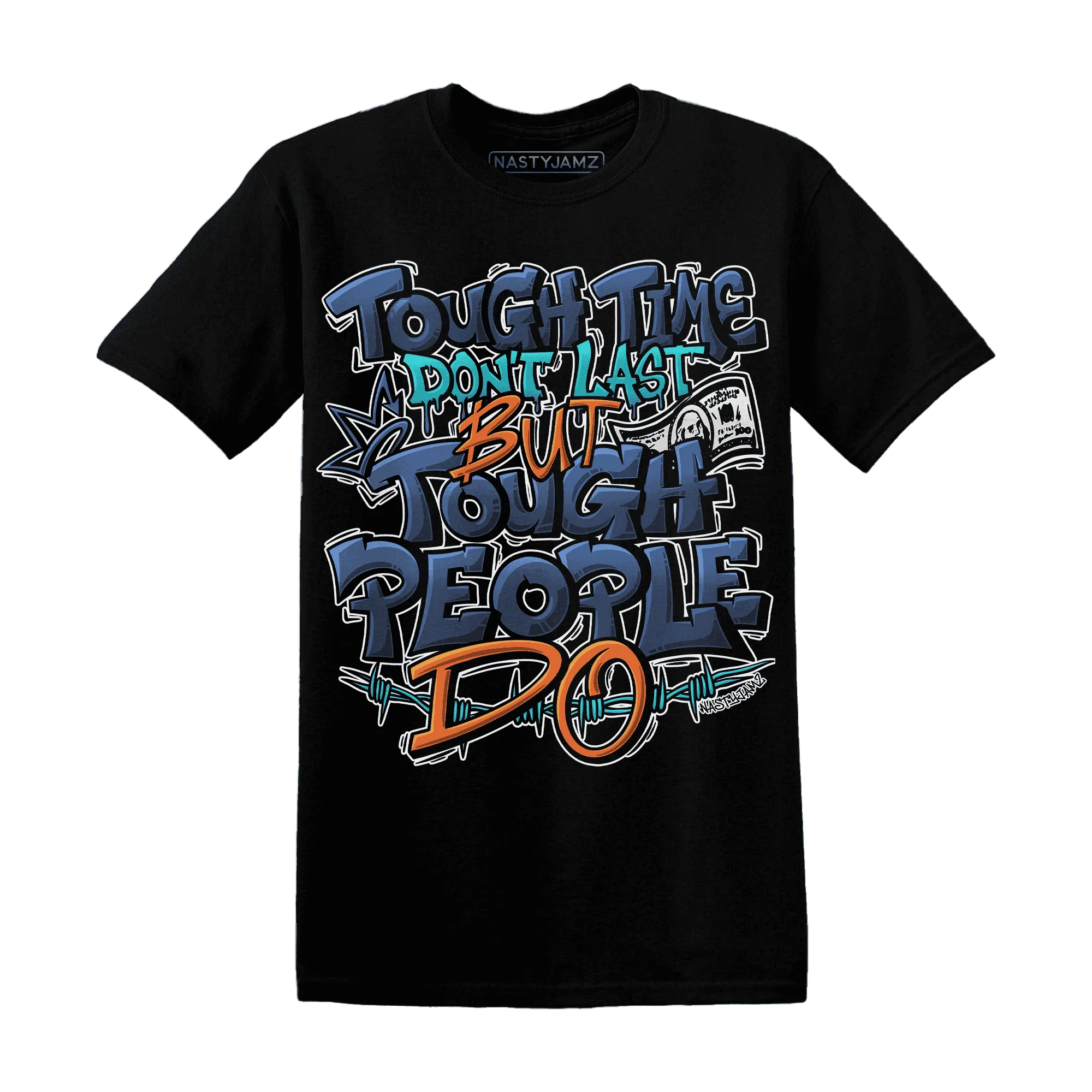 NastyJamz-AM-Plus-Drift-Midnight-Navy-Total-Orange-Dusty-Cactus-T-Shirt-Match-Tough-People-Never-Fall