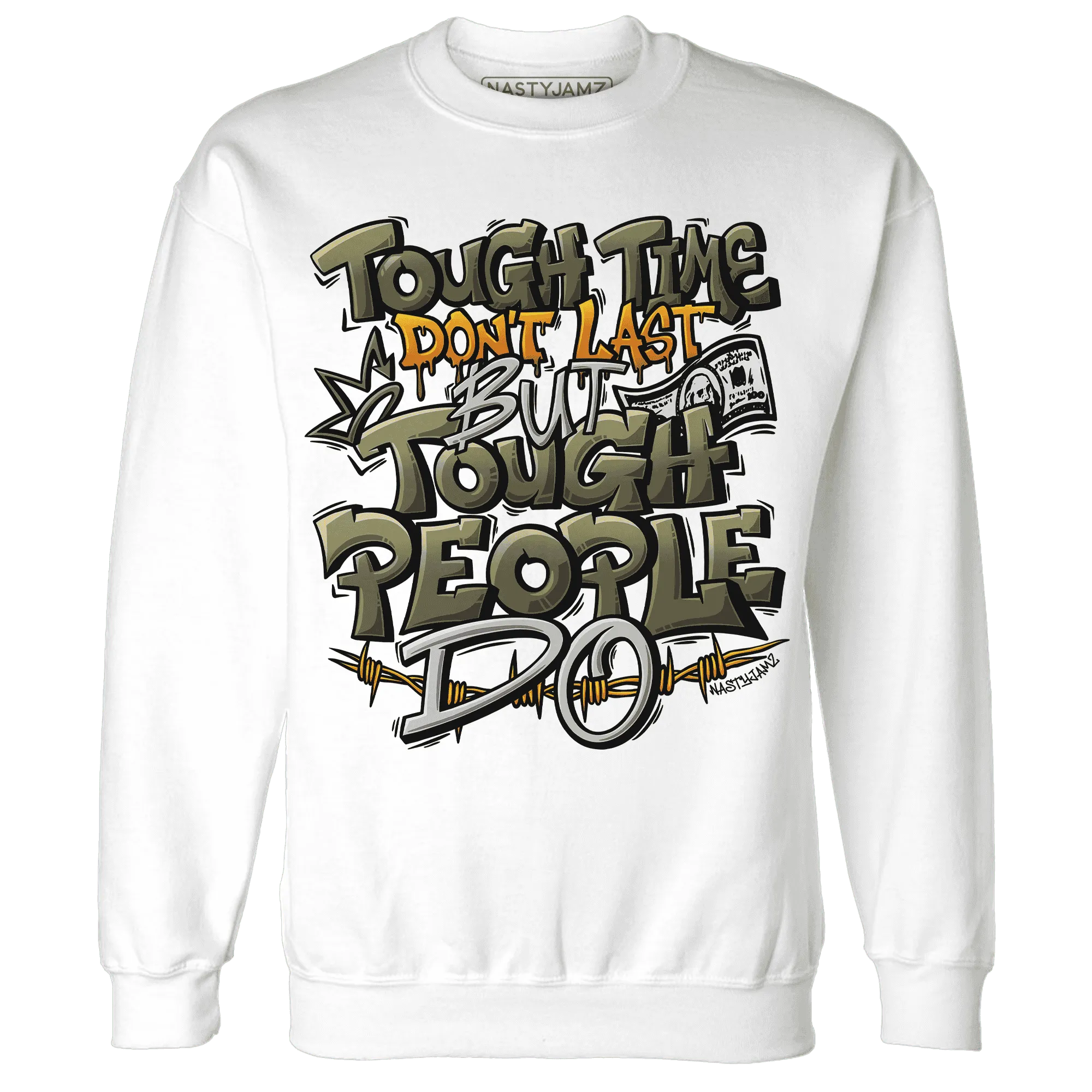 Olive-5s-Sweatshirt-Match-Tough-People-Never-Fall