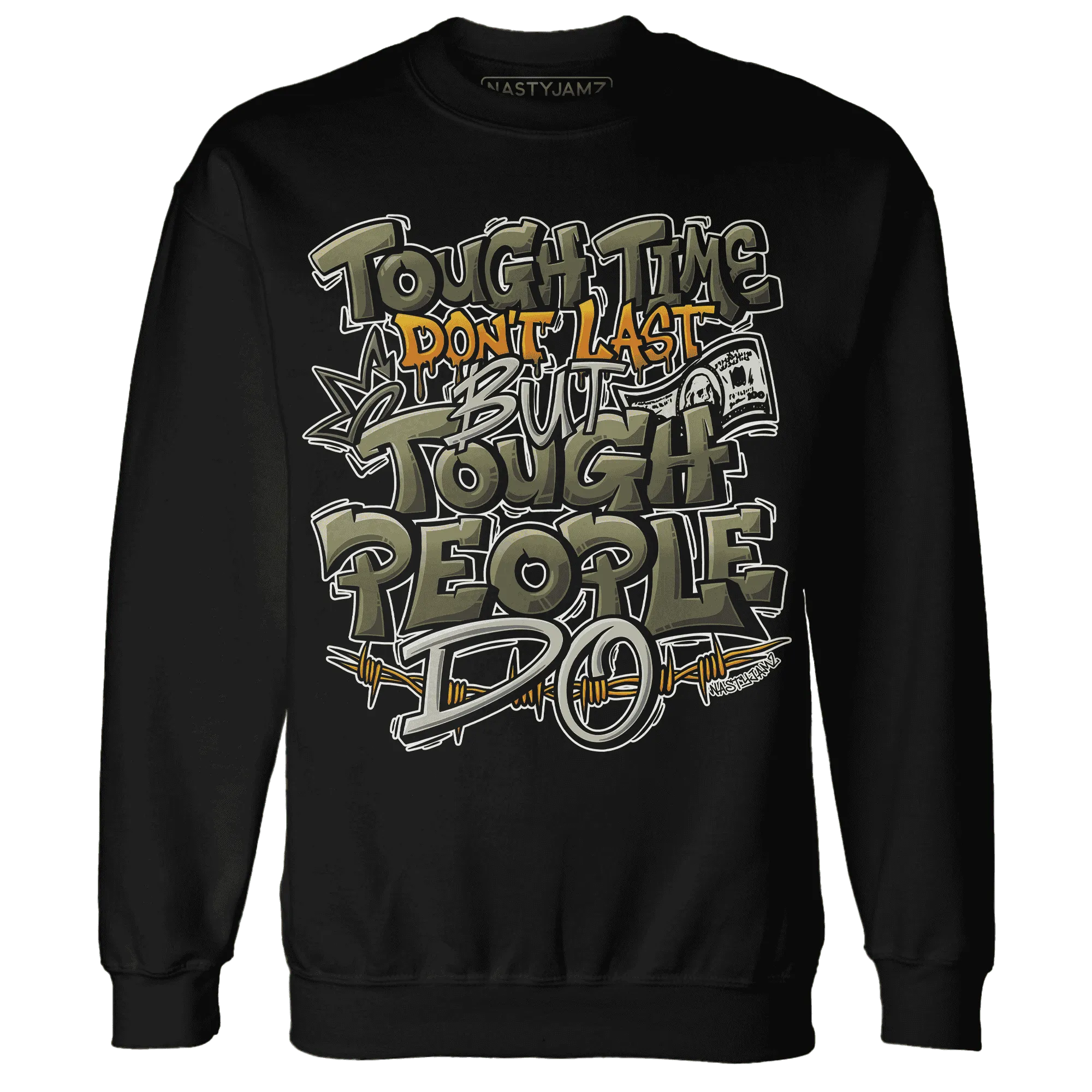 Olive-5s-Sweatshirt-Match-Tough-People-Never-Fall