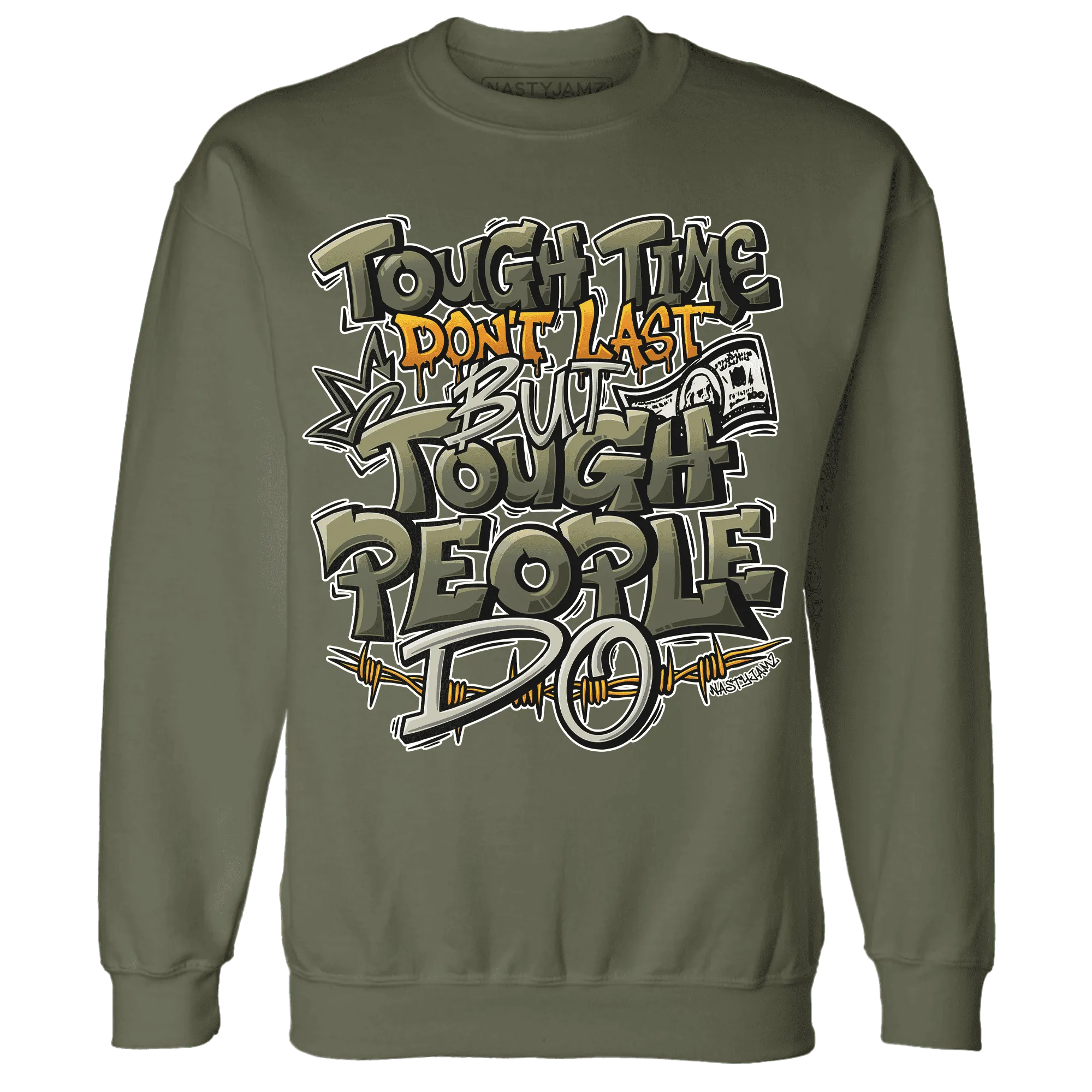 Olive-5s-Sweatshirt-Match-Tough-People-Never-Fall