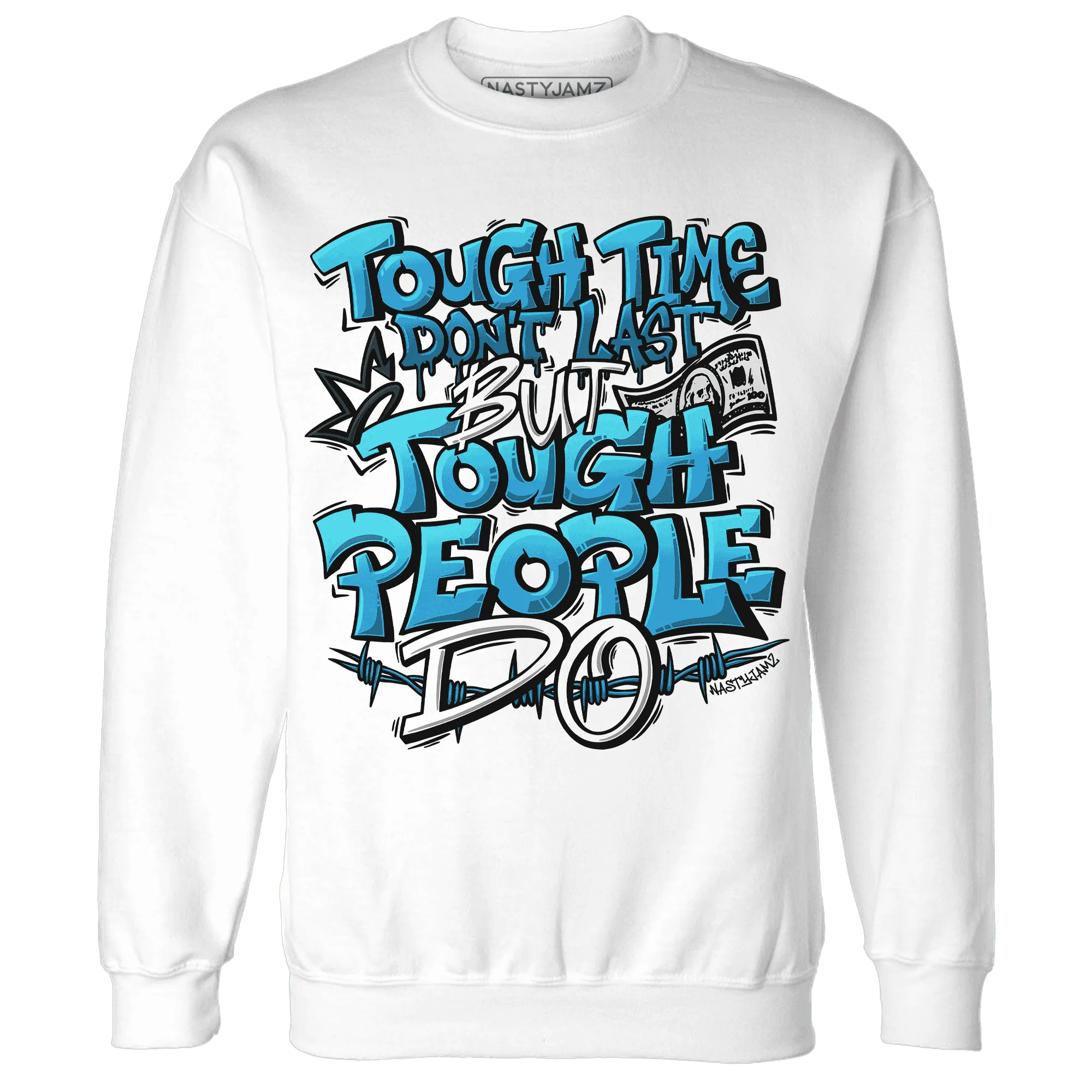 Powder-Blue-9s-Sweatshirt-Match-Tough-People-Never-Fall