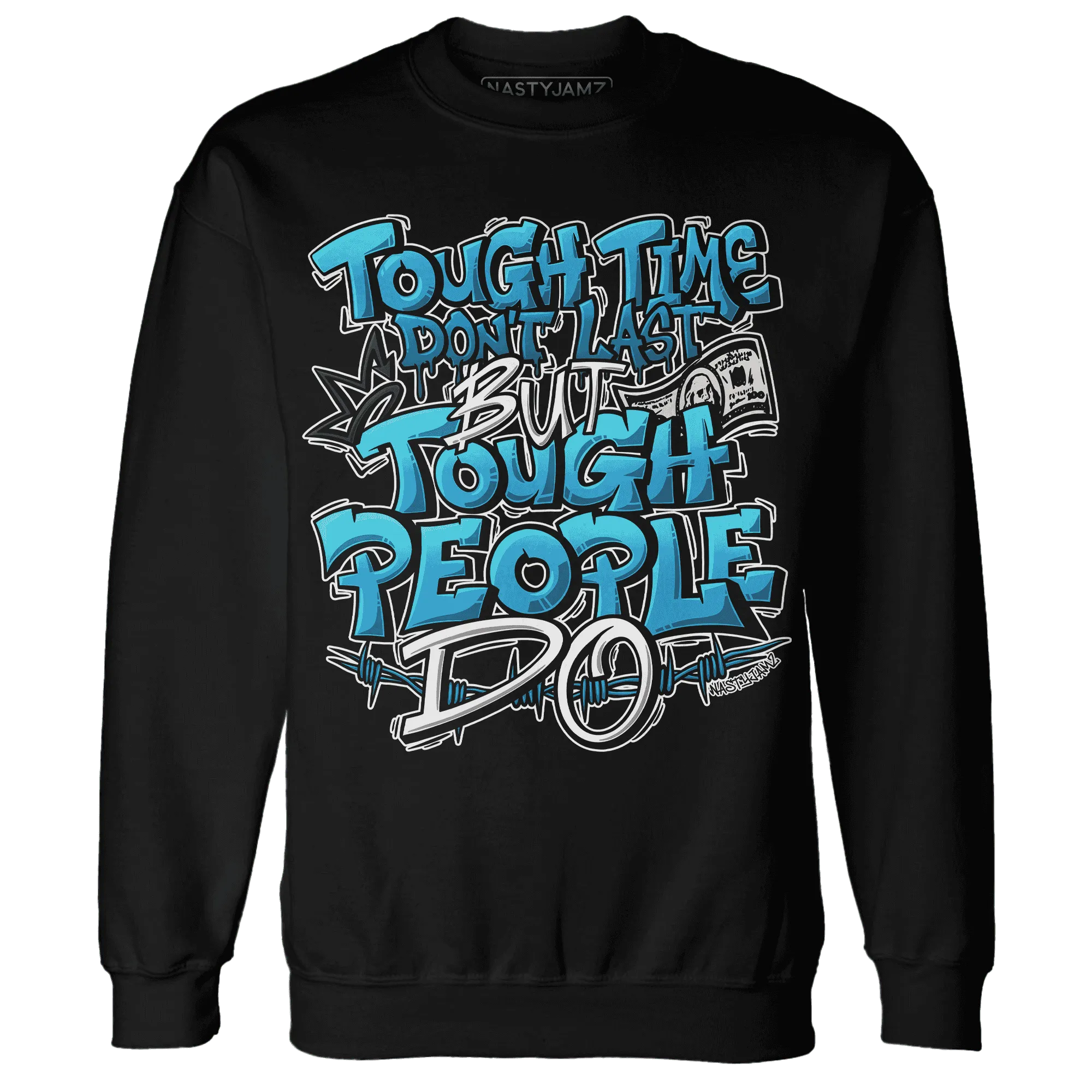 Powder-Blue-9s-Sweatshirt-Match-Tough-People-Never-Fall