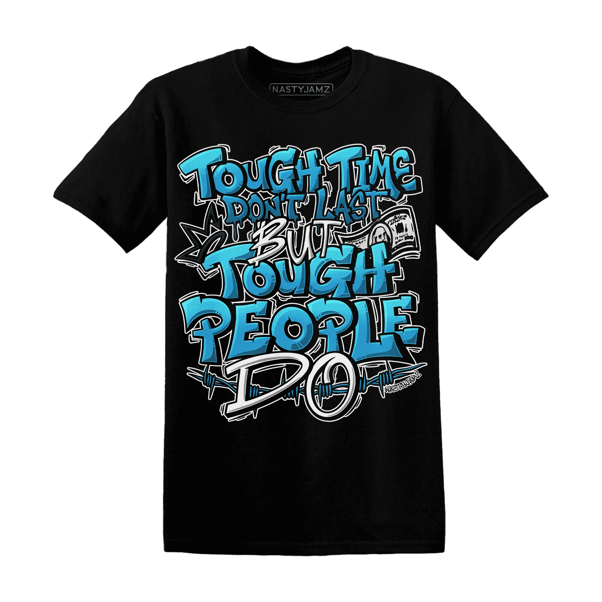Powder-Blue-9s-T-Shirt-Match-Tough-People-Never-Fall