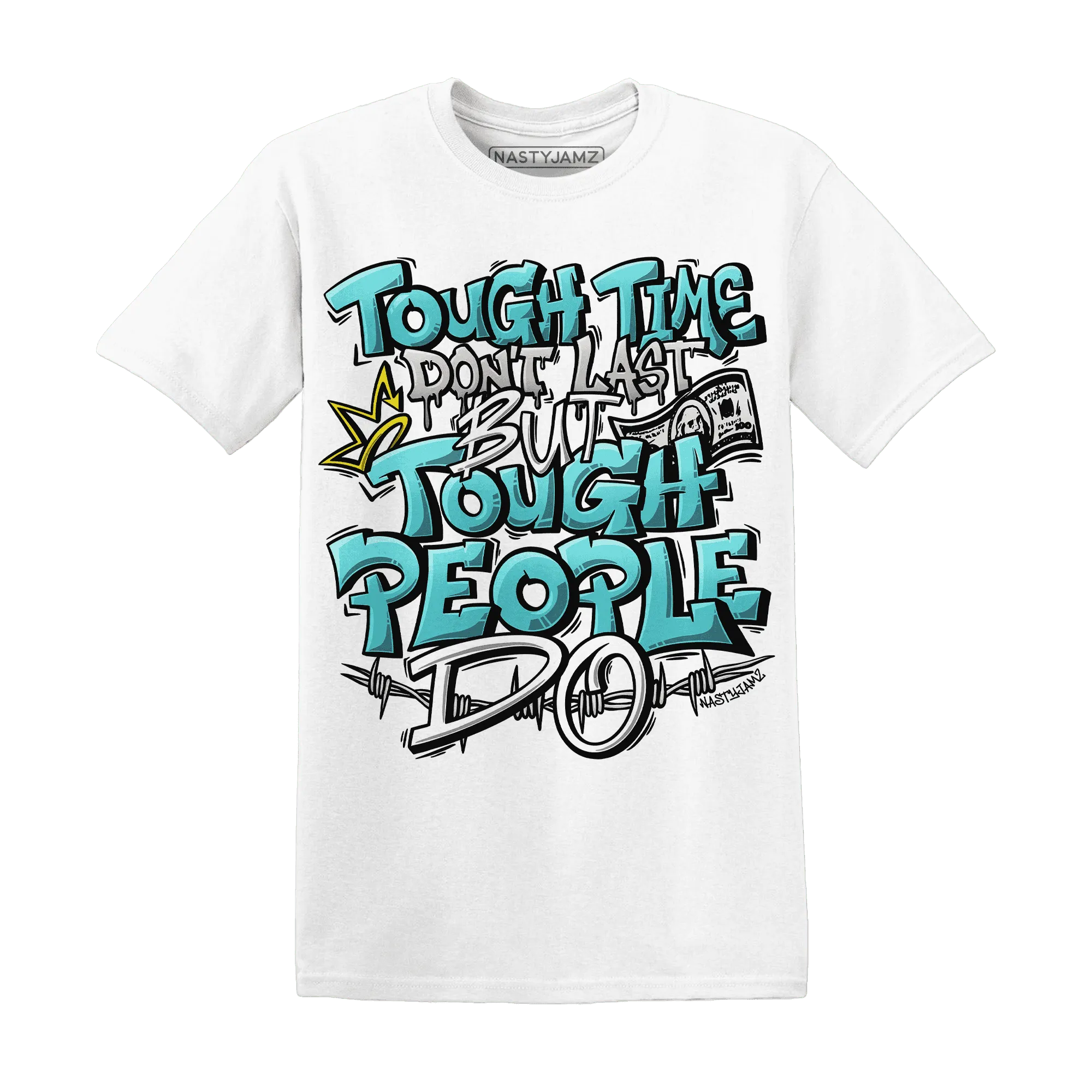 NastyJamz-NBL-Cyan-Burst-9060-T-Shirt-Match-Tough-People-Never-Fall