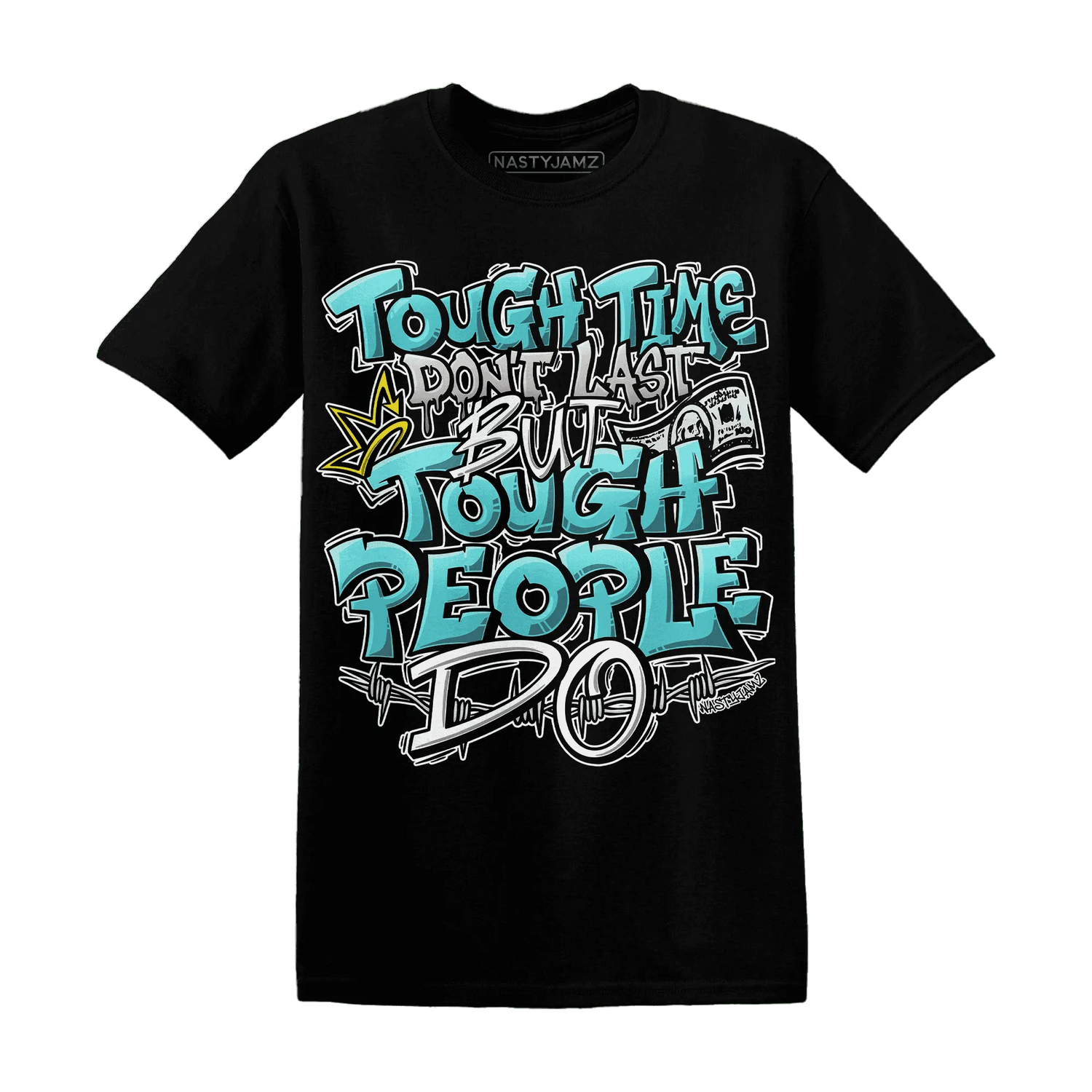 NastyJamz-NBL-Cyan-Burst-9060-T-Shirt-Match-Tough-People-Never-Fall