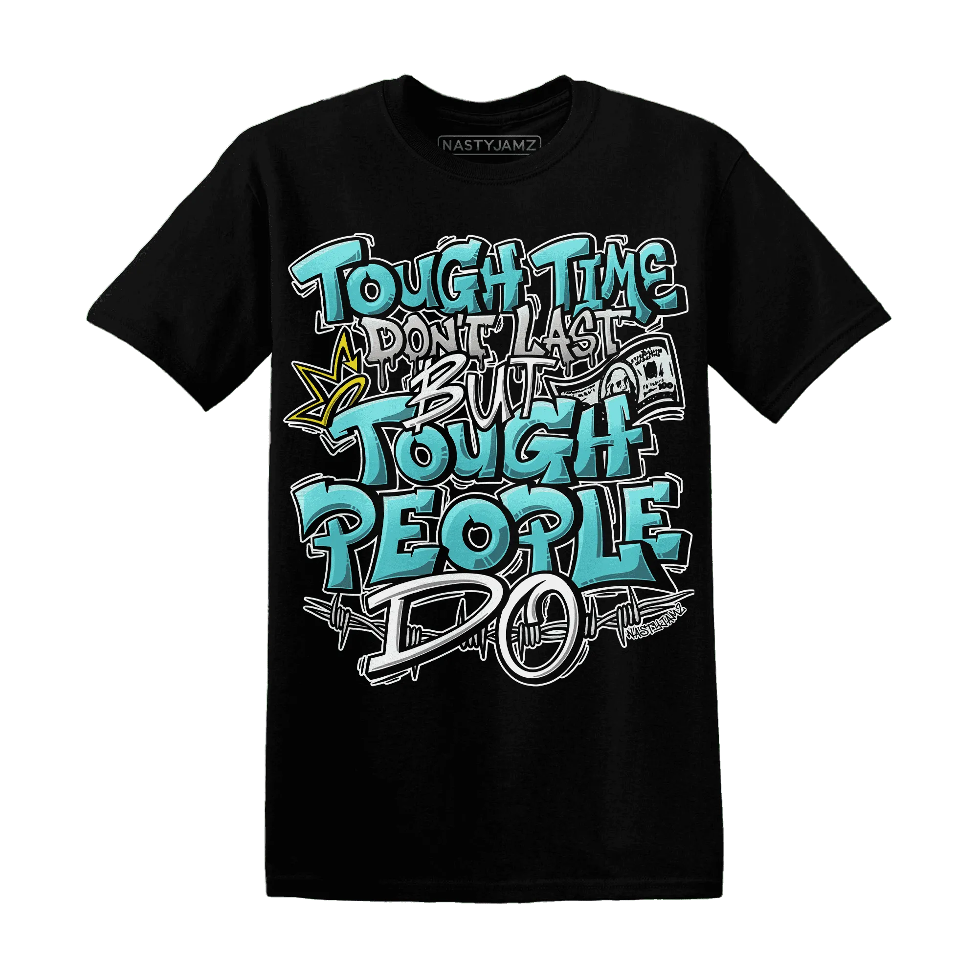 NastyJamz-NBL-Cyan-Burst-9060-T-Shirt-Match-Tough-People-Never-Fall