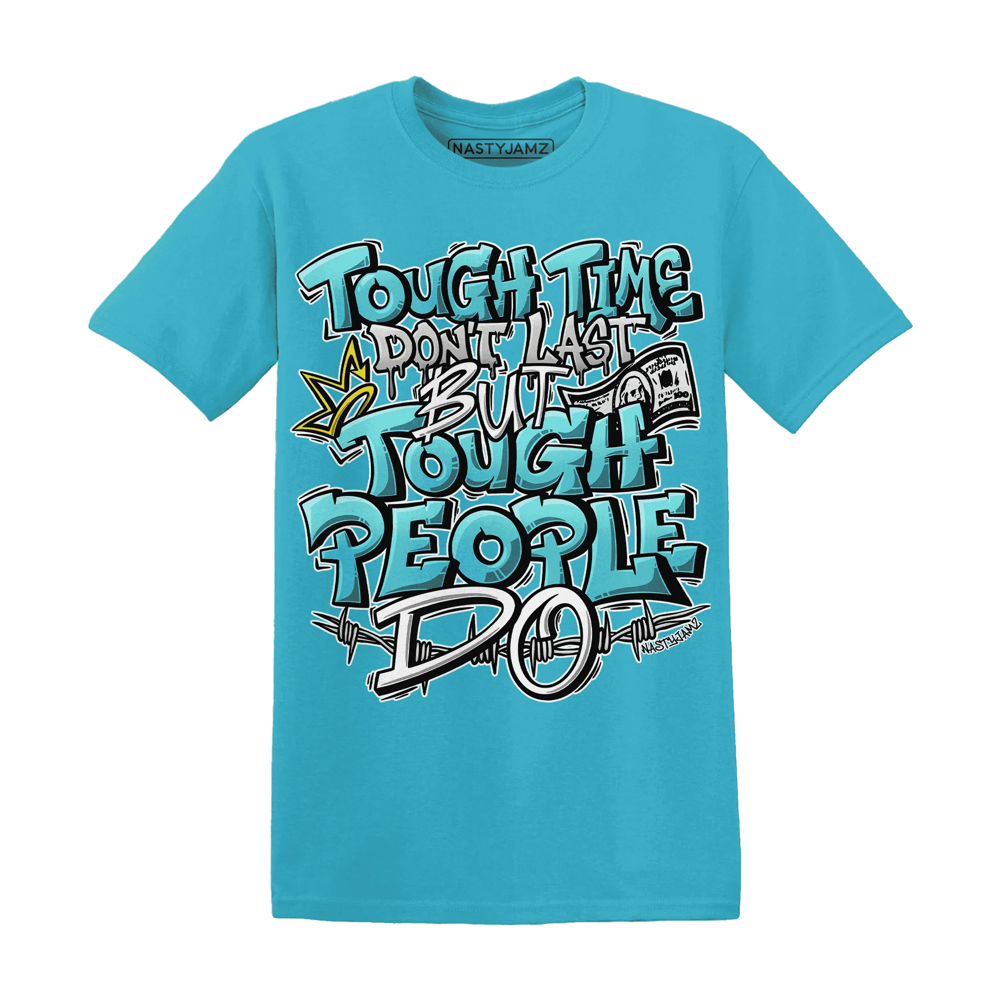 NastyJamz-NBL-Cyan-Burst-9060-T-Shirt-Match-Tough-People-Never-Fall