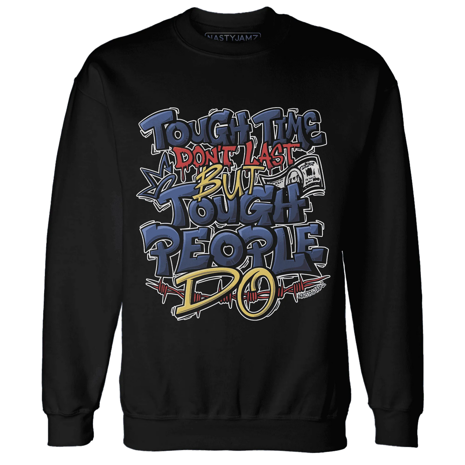 VaporMax-Air-Plus-Midnight-Navy-Gold-Black-NastyJamz-Sweatshirt-Match-Tough-People-Never-Fall