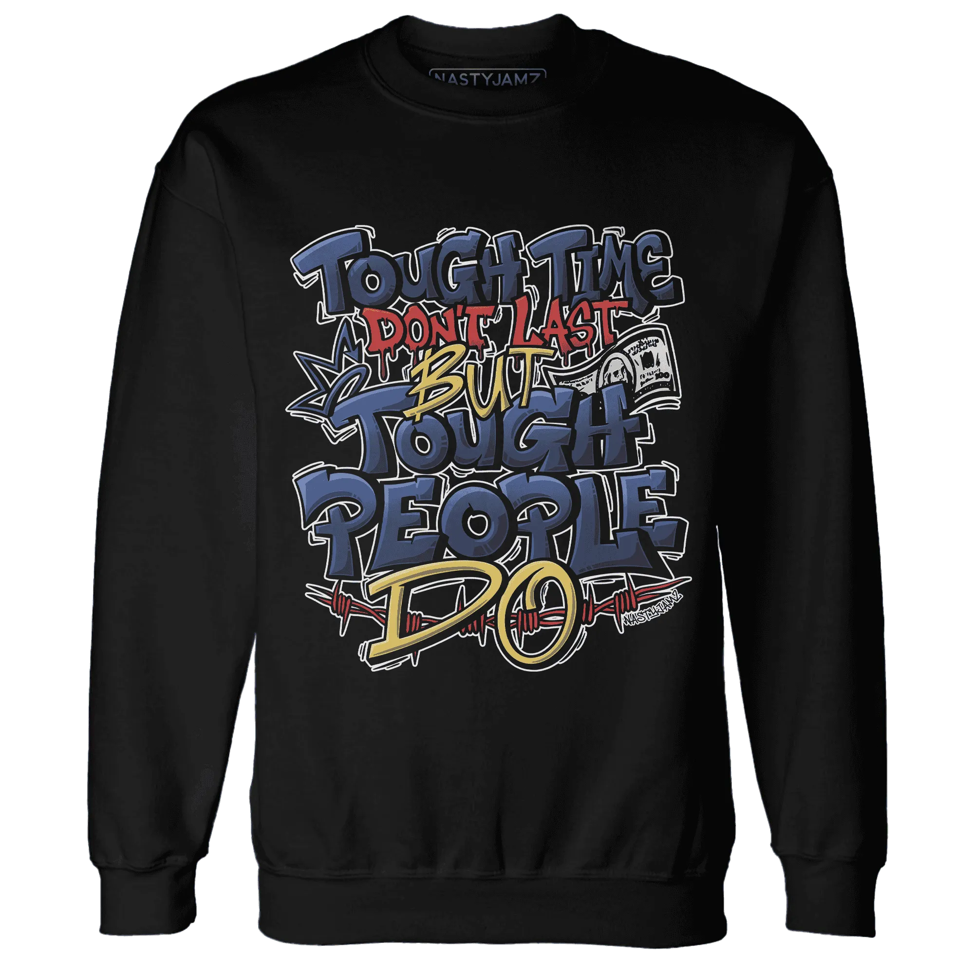 VaporMax-Air-Plus-Midnight-Navy-Gold-Black-NastyJamz-Sweatshirt-Match-Tough-People-Never-Fall