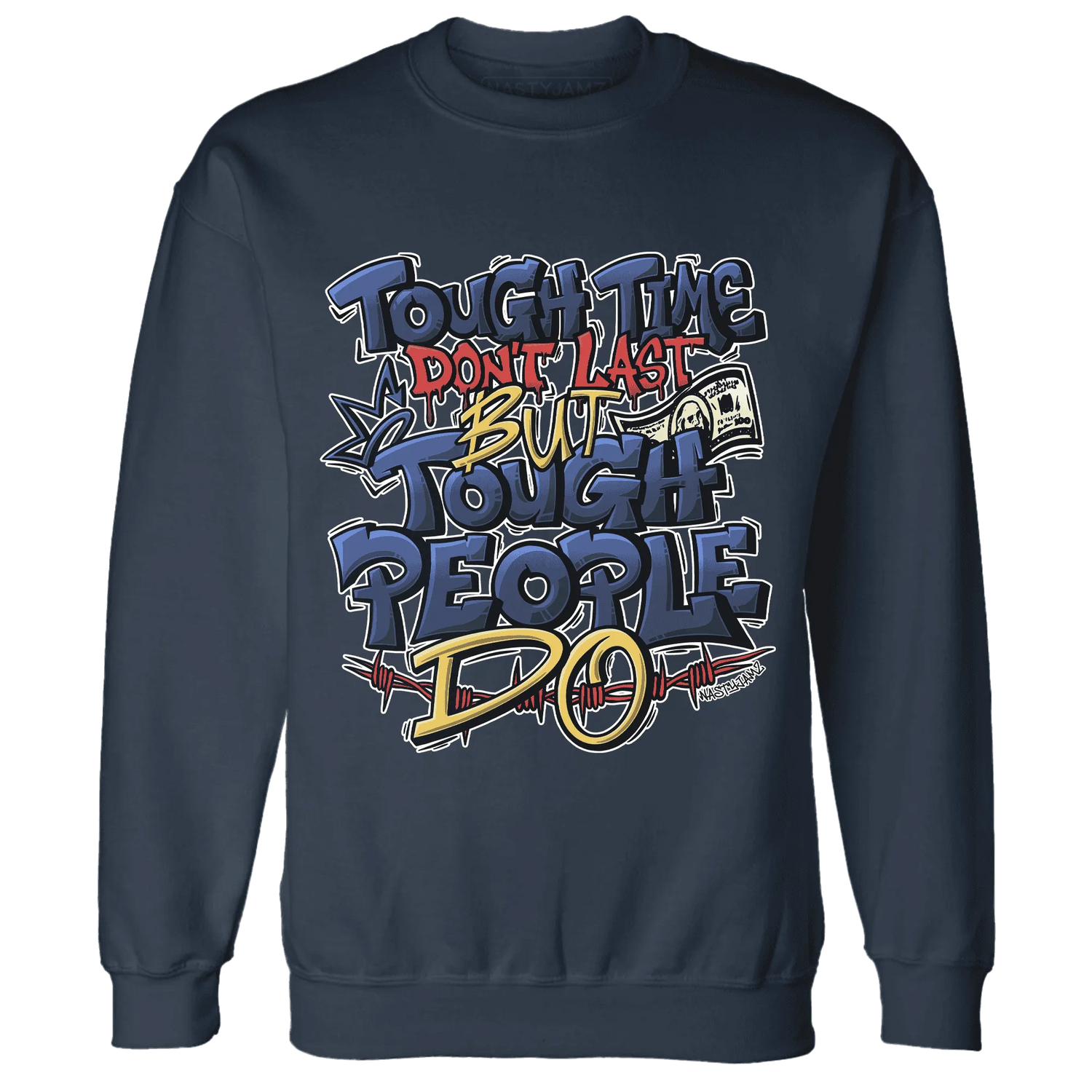 VaporMax-Air-Plus-Midnight-Navy-Gold-Black-NastyJamz-Sweatshirt-Match-Tough-People-Never-Fall