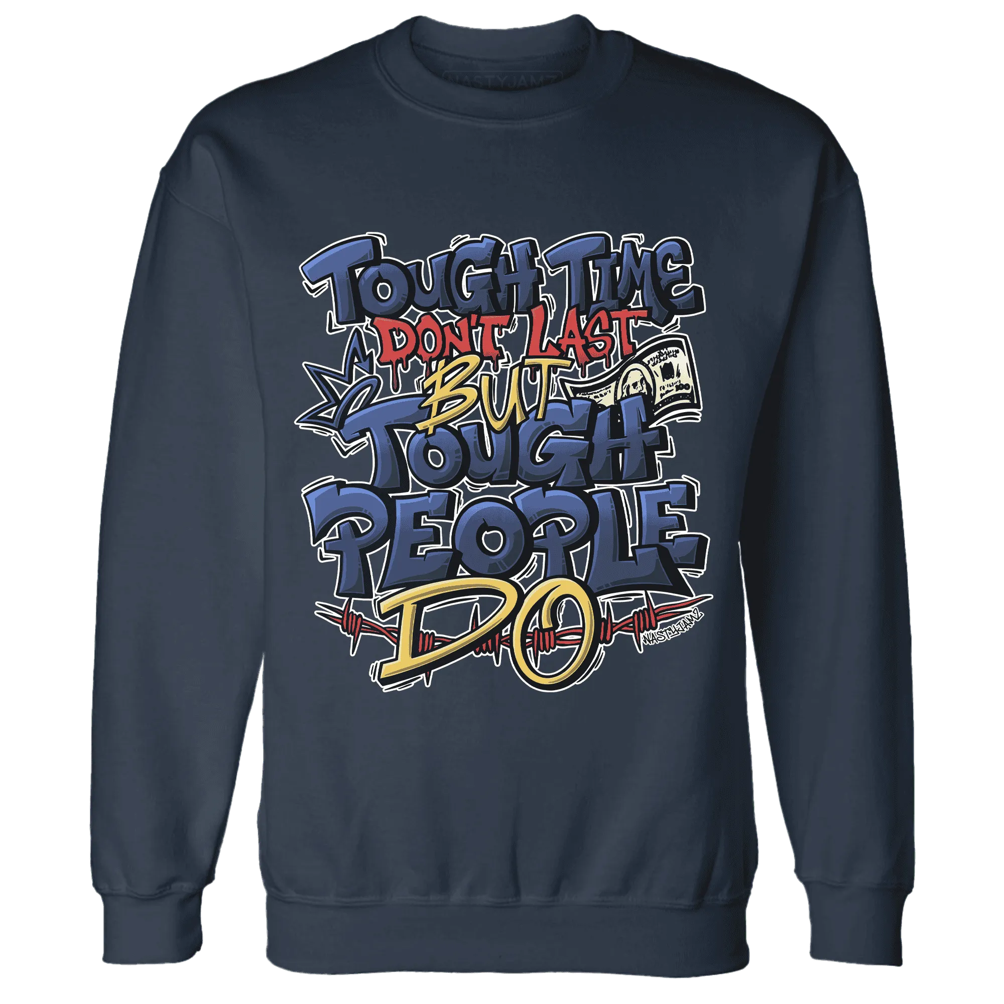 VaporMax-Air-Plus-Midnight-Navy-Gold-Black-NastyJamz-Sweatshirt-Match-Tough-People-Never-Fall