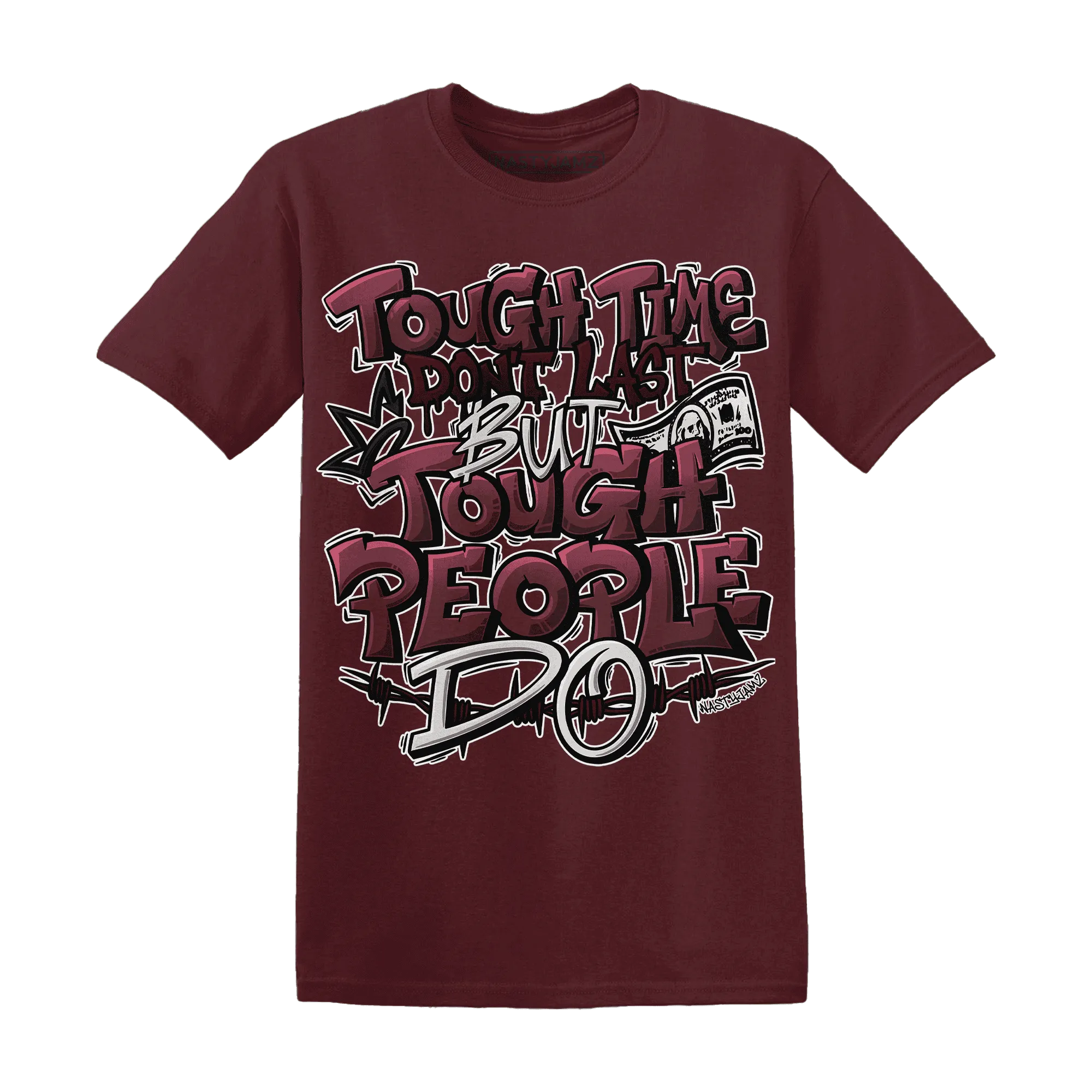 NastyJamz-VaporMax-Night-Maron-Burgundy-T-Shirt-Match-Tough-People-Never-Fall