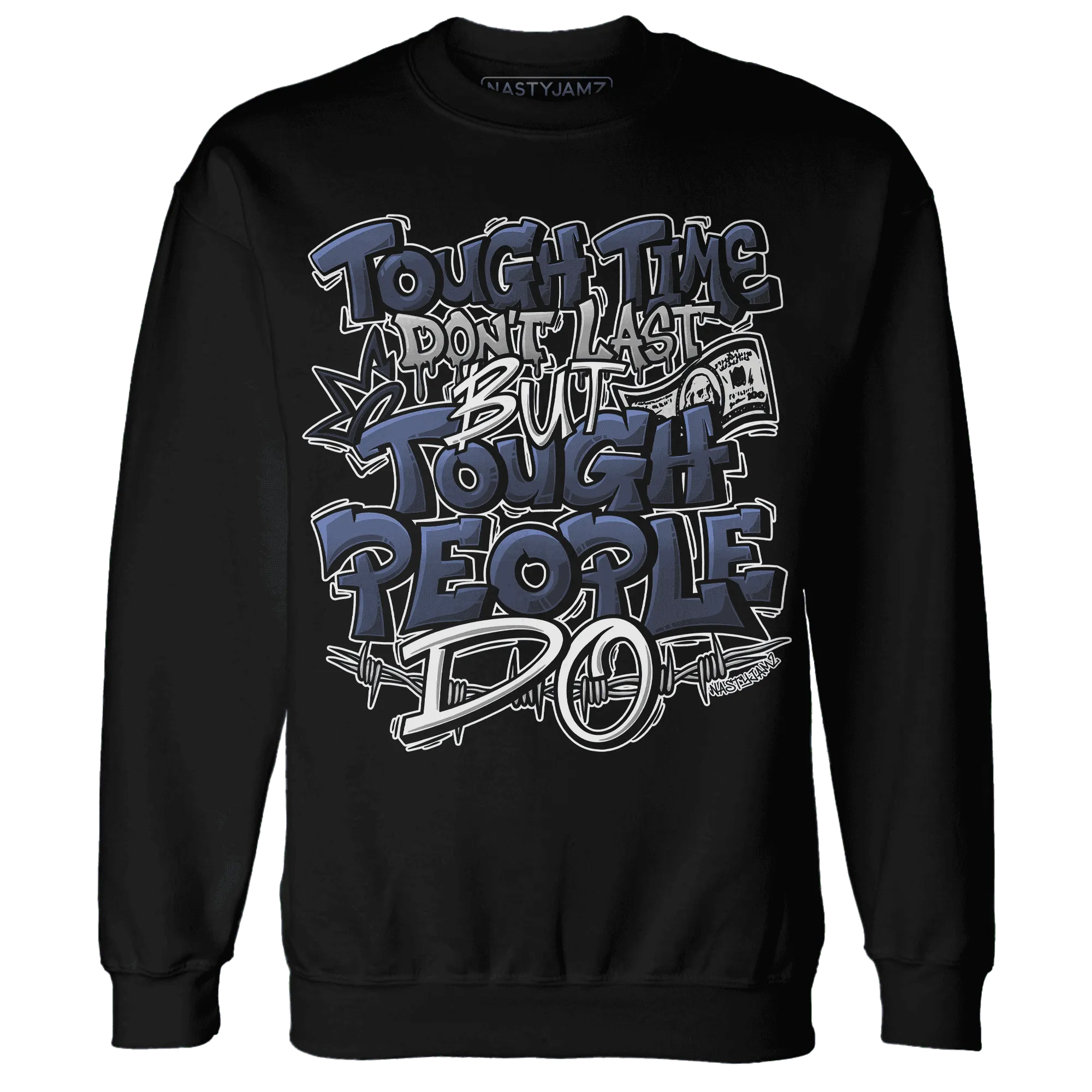 VaporMax-Plus-Midnight-Navy-White-Metallic-Silver-NastyJamz-Sweatshirt-Match-Tough-People-Never-Fall