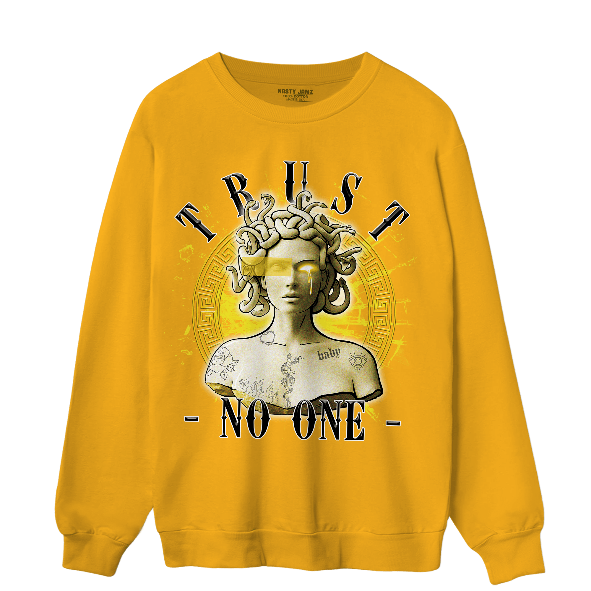 Vivid Sulfur 4s Sweatshirt Match Trust No One Medusa - NastyJamz