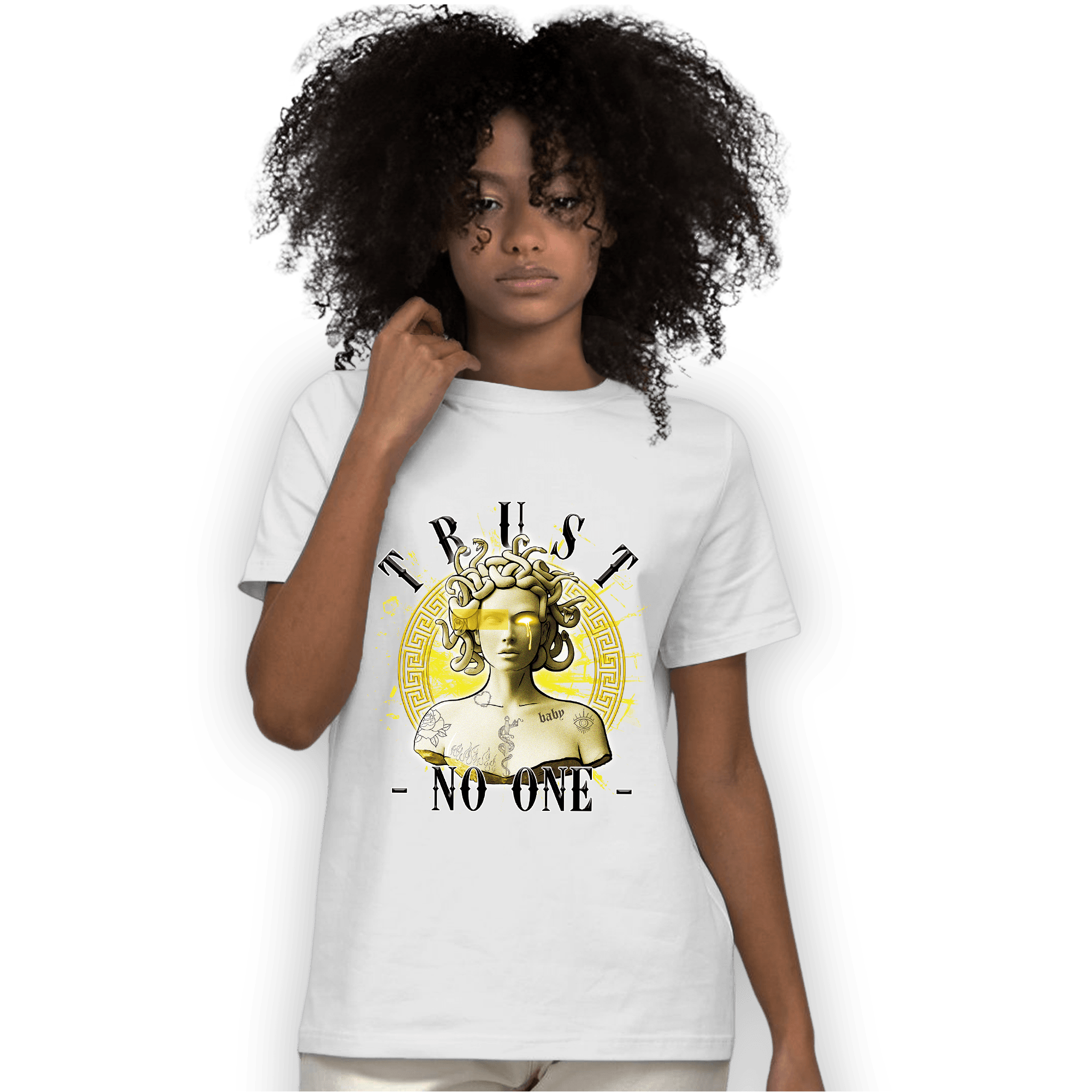 Vivid Sulfur 4s T Shirt Match Trust No One Medusa - NastyJamz