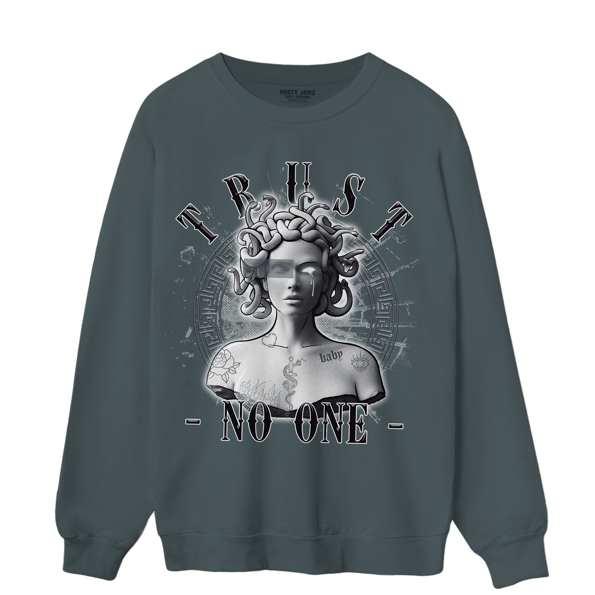Air Max 90 Iron Grey Sweatshirt Match Trust No One Medusa - NastyJamz