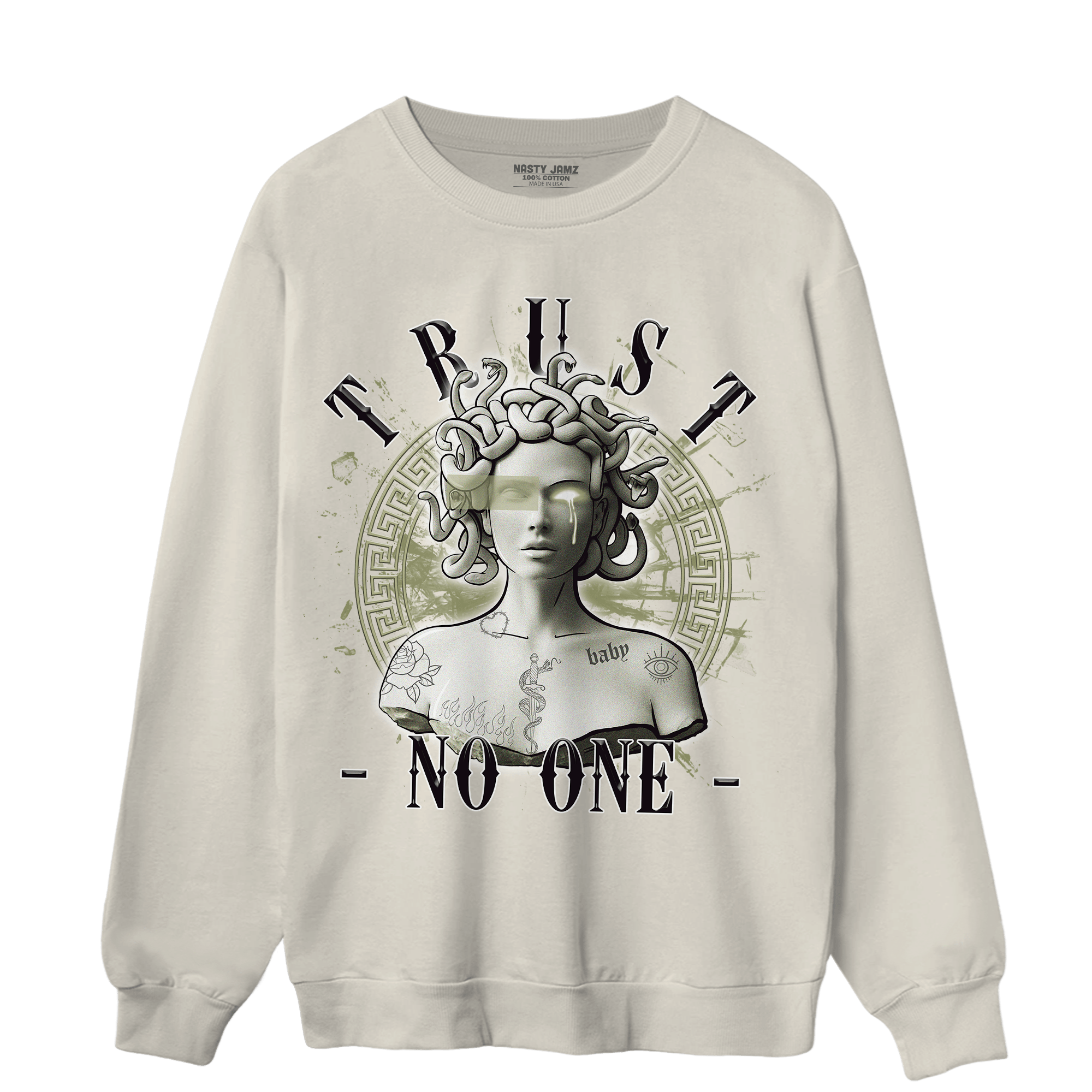 Yeezy Slide Resin Sweatshirt Match Trust No One Medusa - NastyJamz