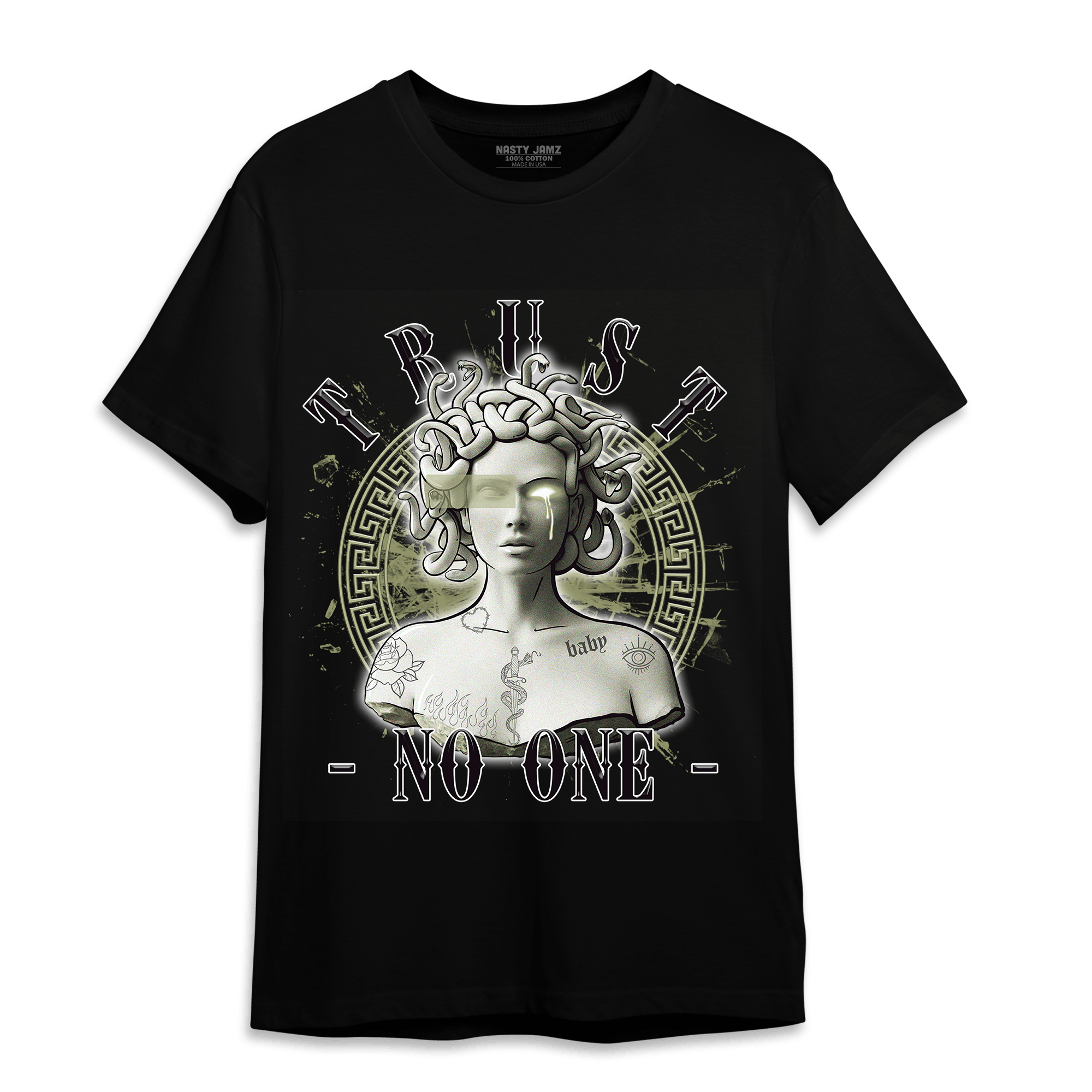 Yeezy Slide Resin T Shirt Match Trust No One Medusa - NastyJamz