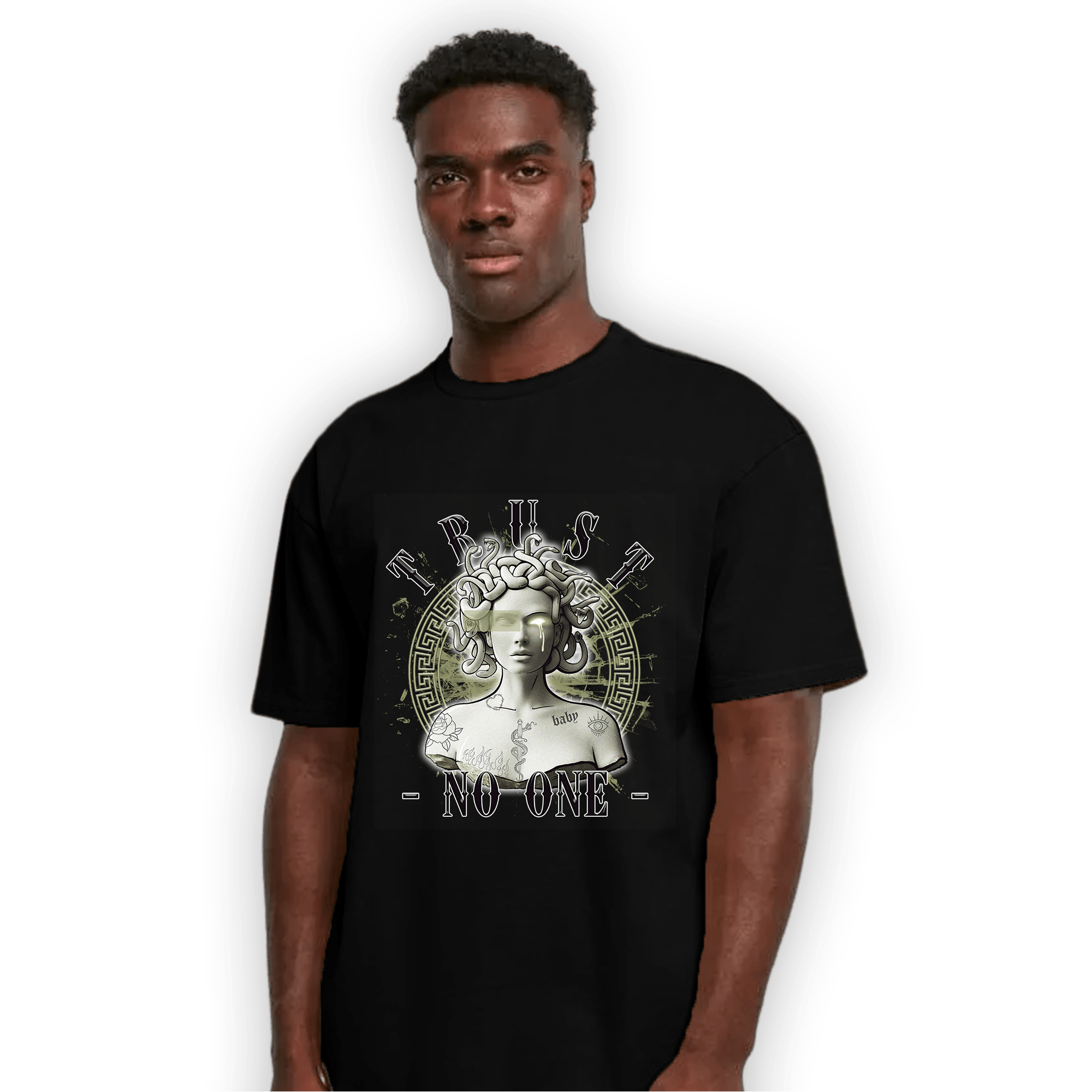 Yeezy Slide Resin T Shirt Match Trust No One Medusa - NastyJamz