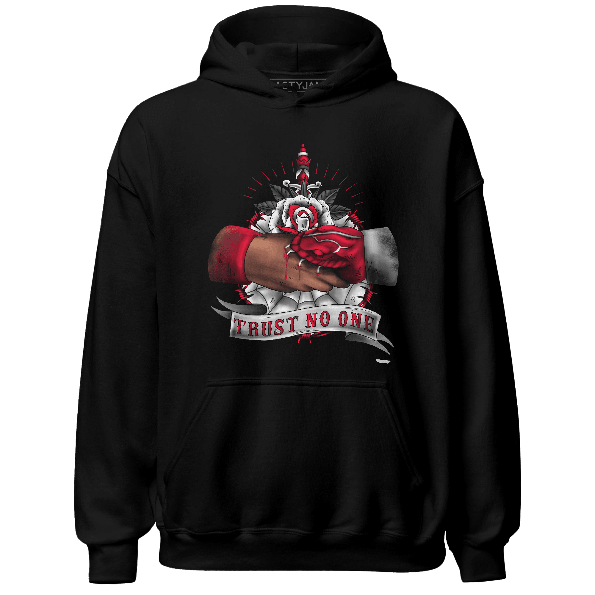 Retro Red Taxi 12s Hoodie Match Trust No One Old School - NastyJamz