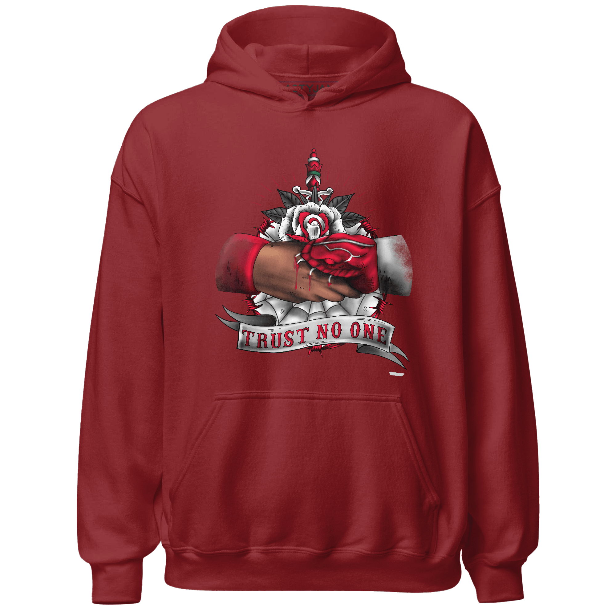 Retro Red Taxi 12s Hoodie Match Trust No One Old School - NastyJamz