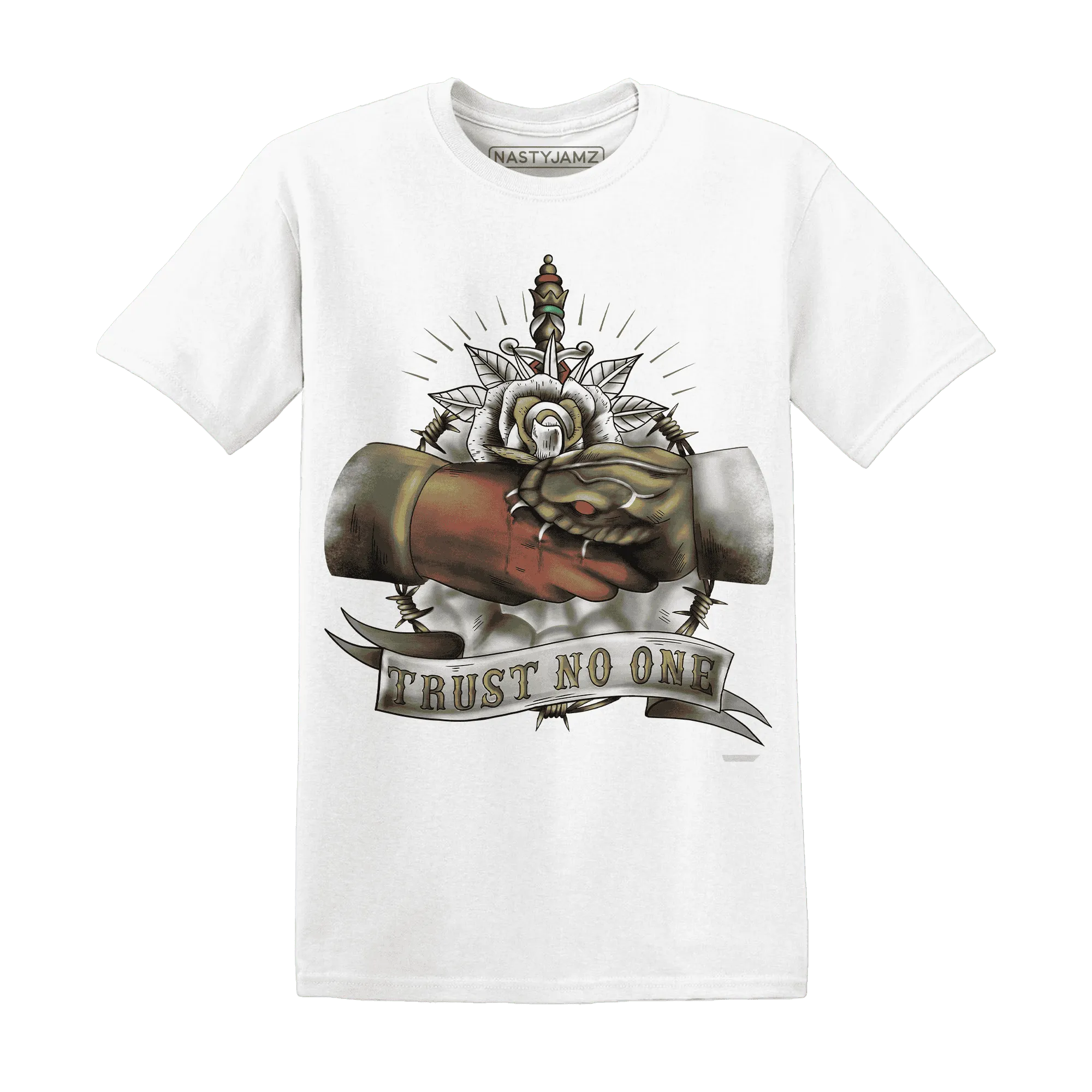 NastyJamz-Medium-Olive-1s-T-Shirt-Match-Trust-No-One-Old-School