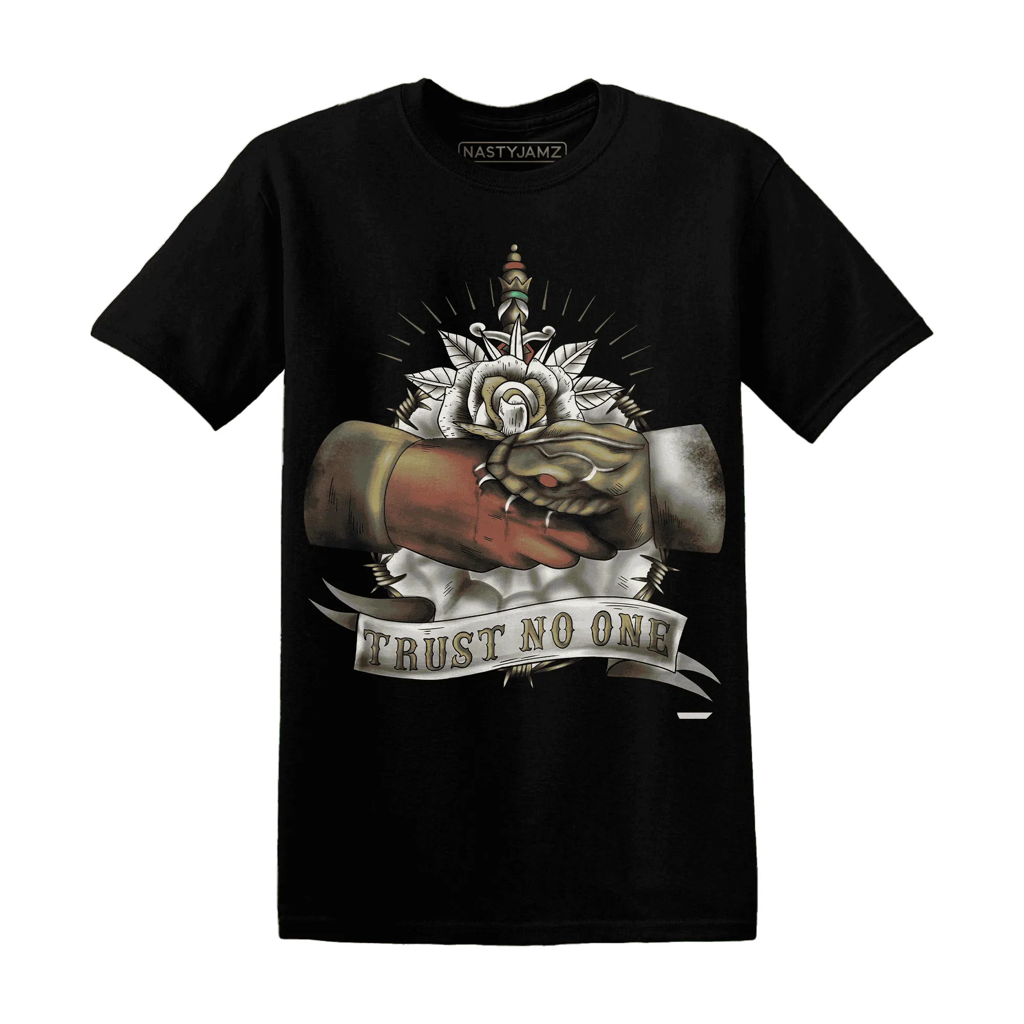 NastyJamz-Medium-Olive-1s-T-Shirt-Match-Trust-No-One-Old-School