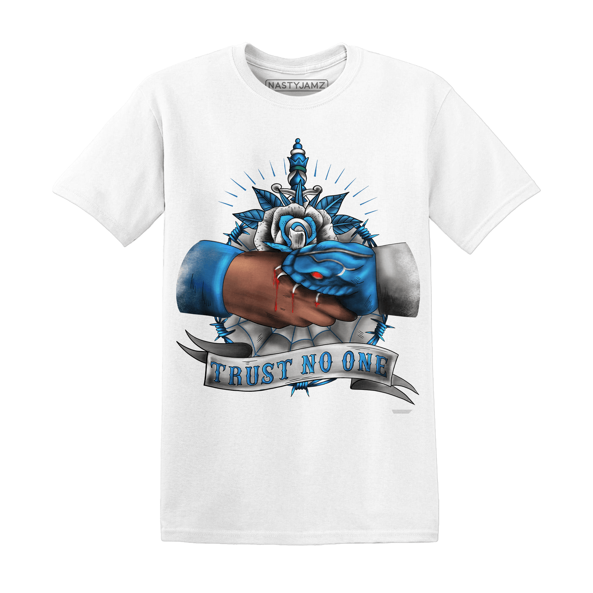 Industrial Blue 4s T Shirt Match Trust No One Old School - NastyJamz