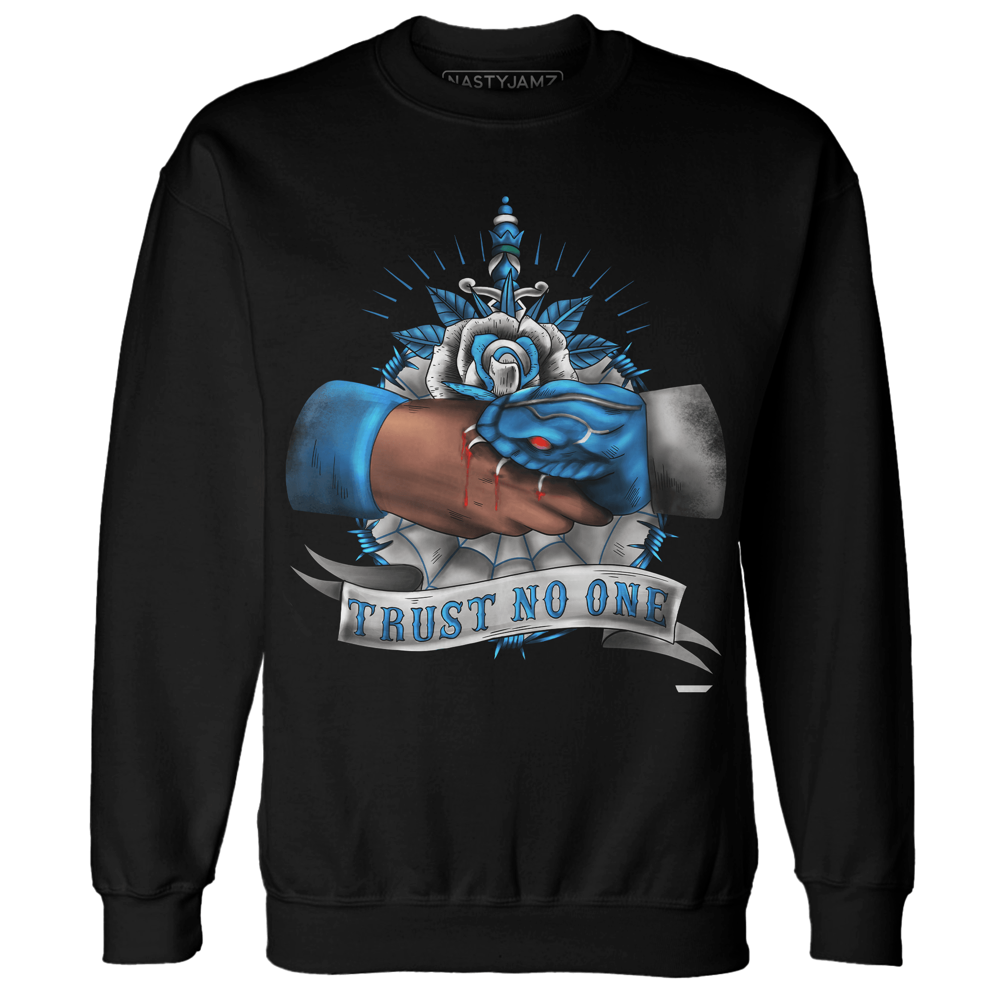 Industrial Blue 4s Sweatshirt Match Trust No One Old School - NastyJamz
