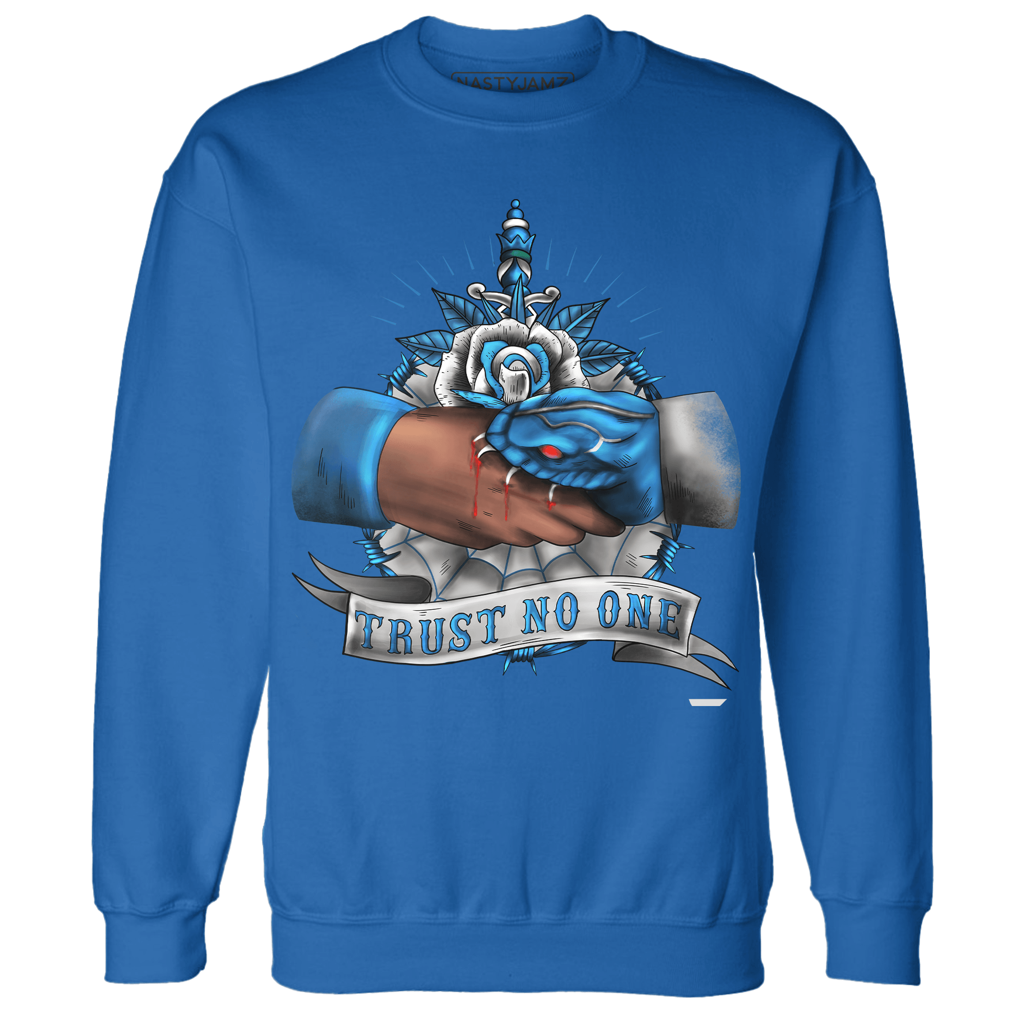 Industrial Blue 4s Sweatshirt Match Trust No One Old School - NastyJamz