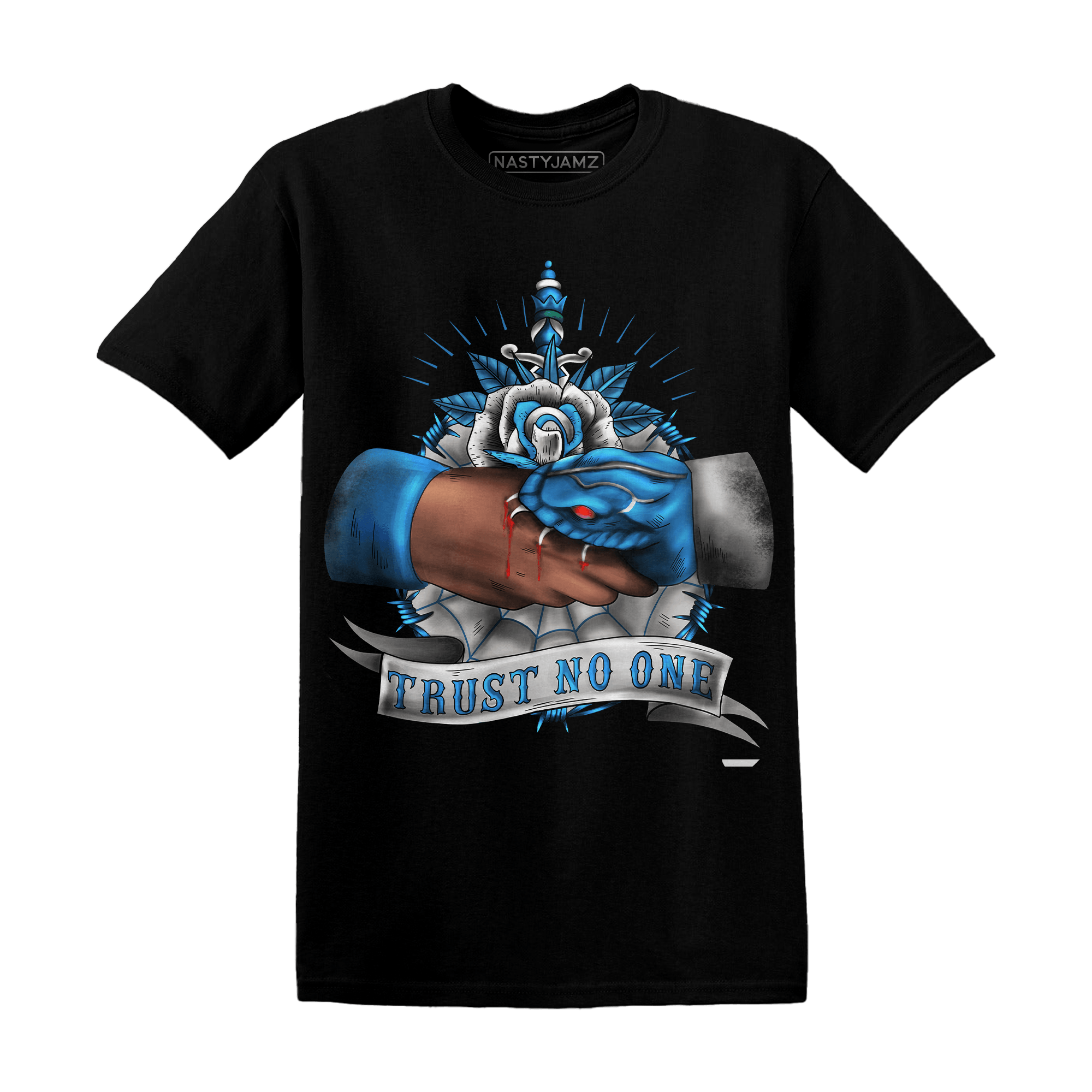 Industrial Blue 4s T Shirt Match Trust No One Old School - NastyJamz