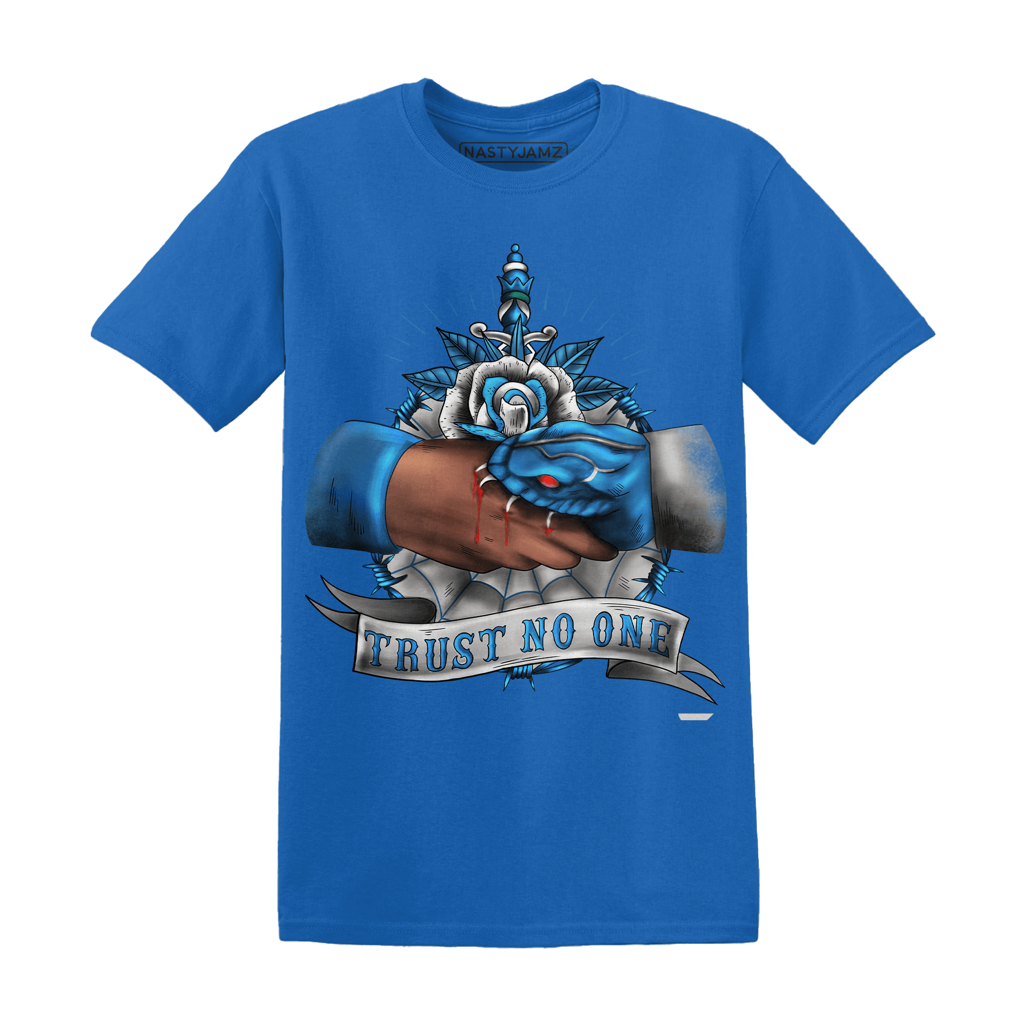 Industrial Blue 4s T Shirt Match Trust No One Old School - NastyJamz
