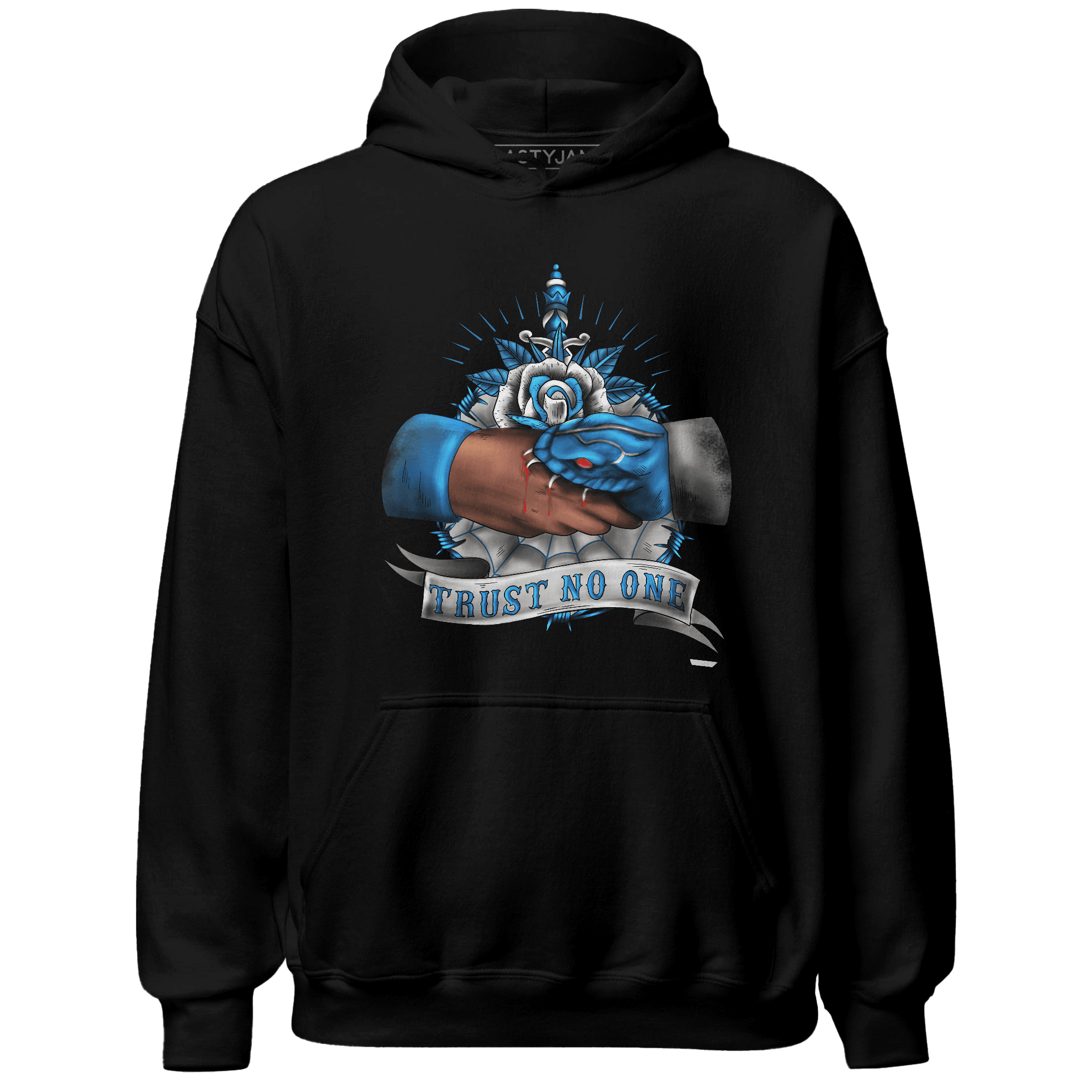 Industrial Blue 4s Hoodie Match Trust No One Old School - NastyJamz