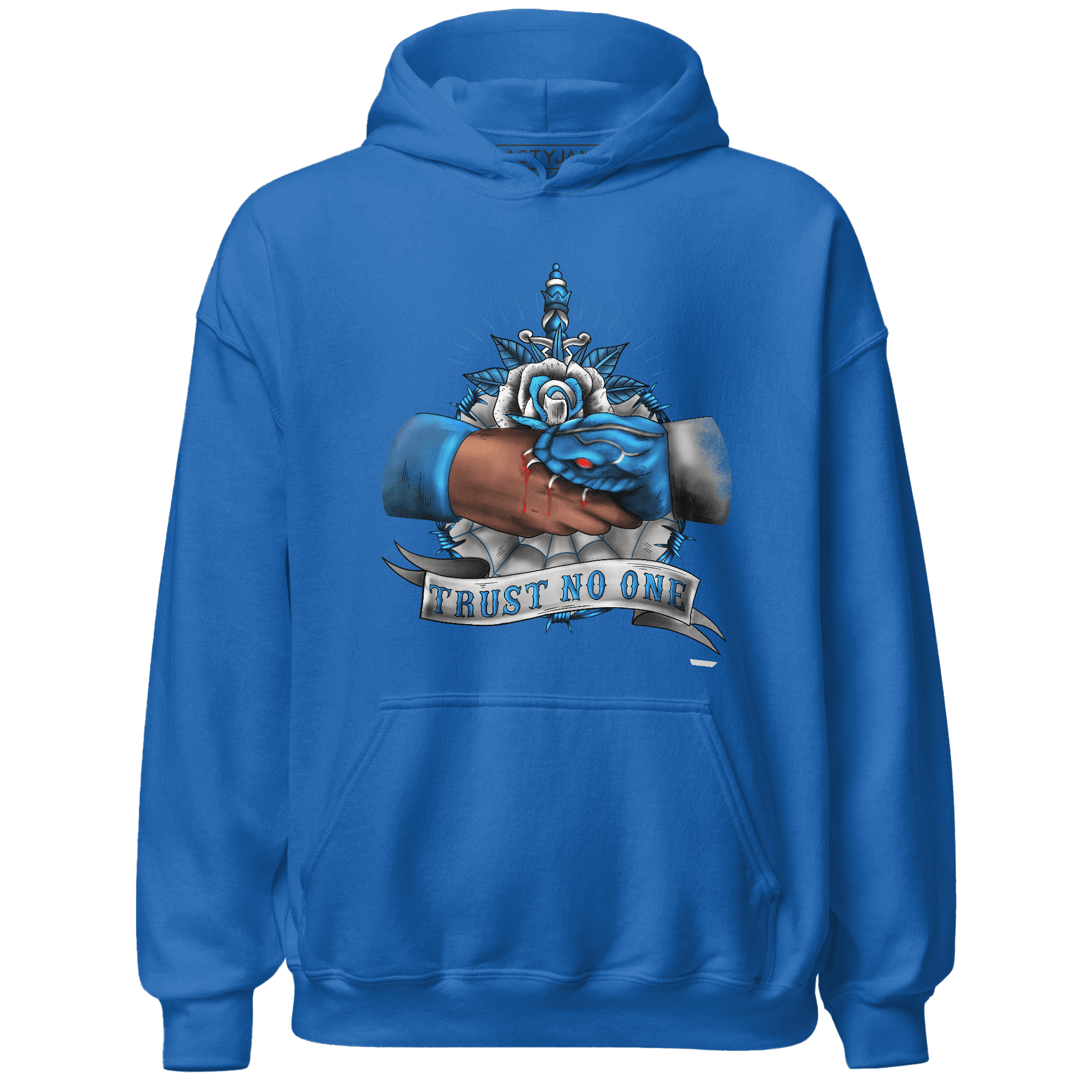 Industrial Blue 4s Hoodie Match Trust No One Old School - NastyJamz