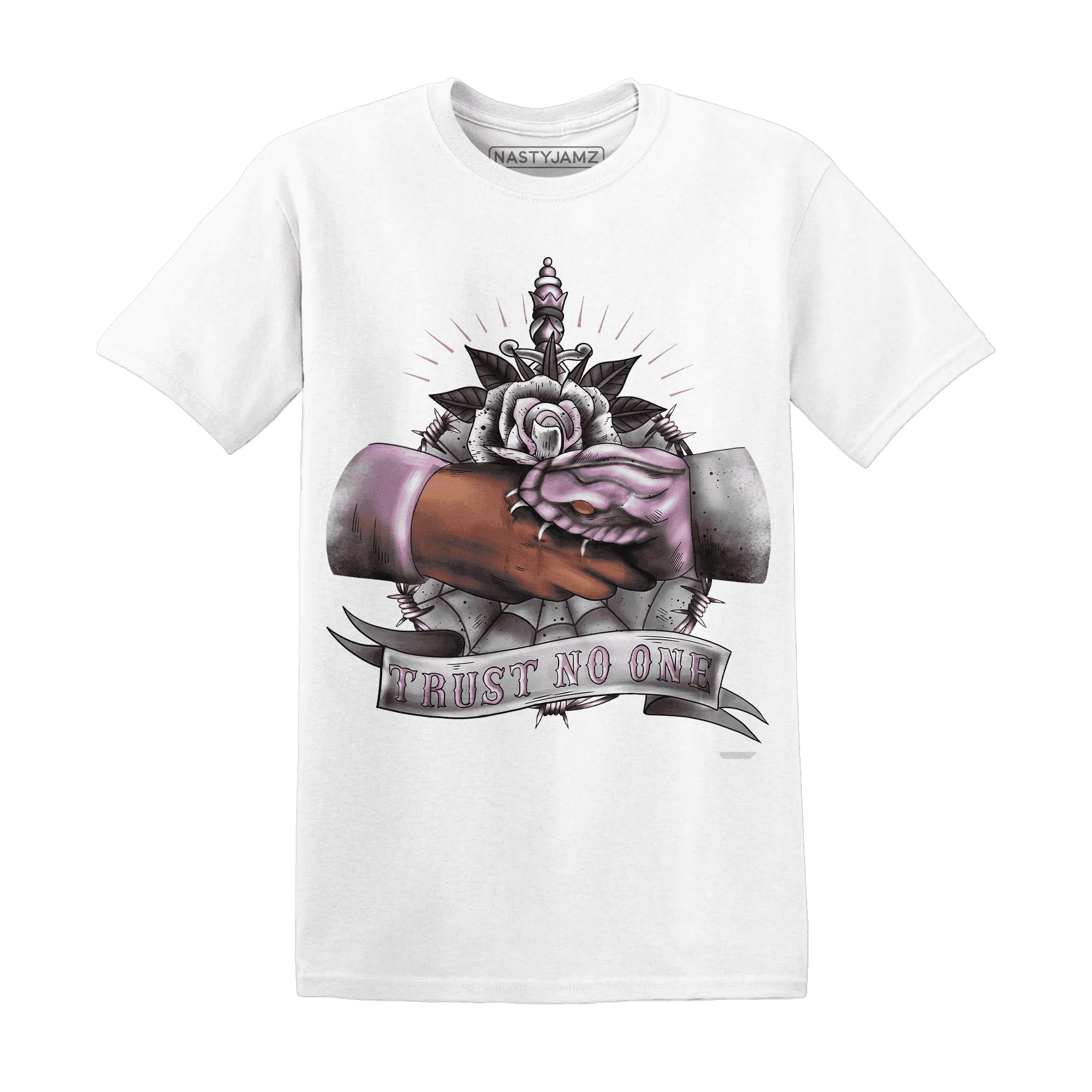 Orchid-Neutral-Grey-Black-White-4s-NastyJamz-T-Shirt-Match-Trust-No-One-Old-School