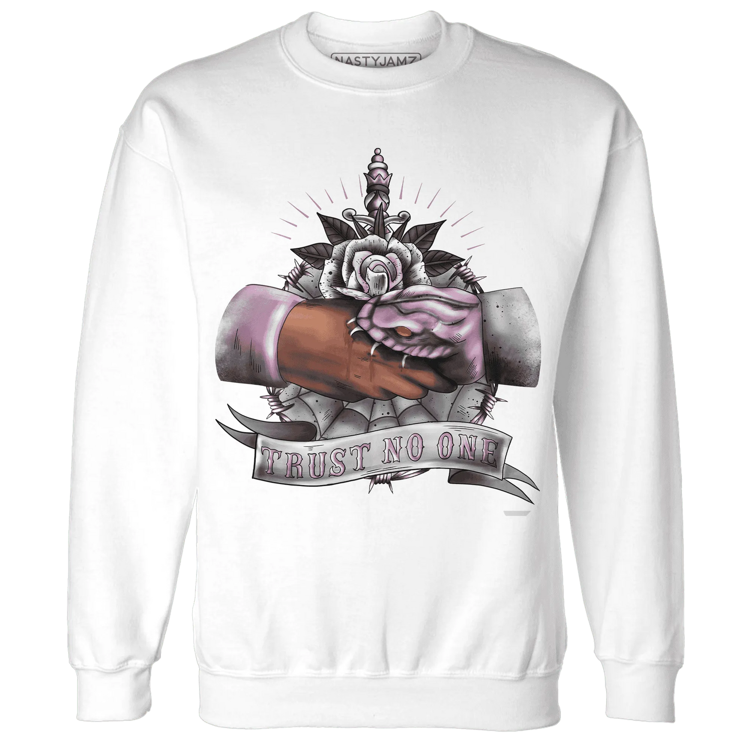 Orchid-Neutral-Grey-Black-White-4s-NastyJamz-Sweatshirt-Match-Trust-No-One-Old-School