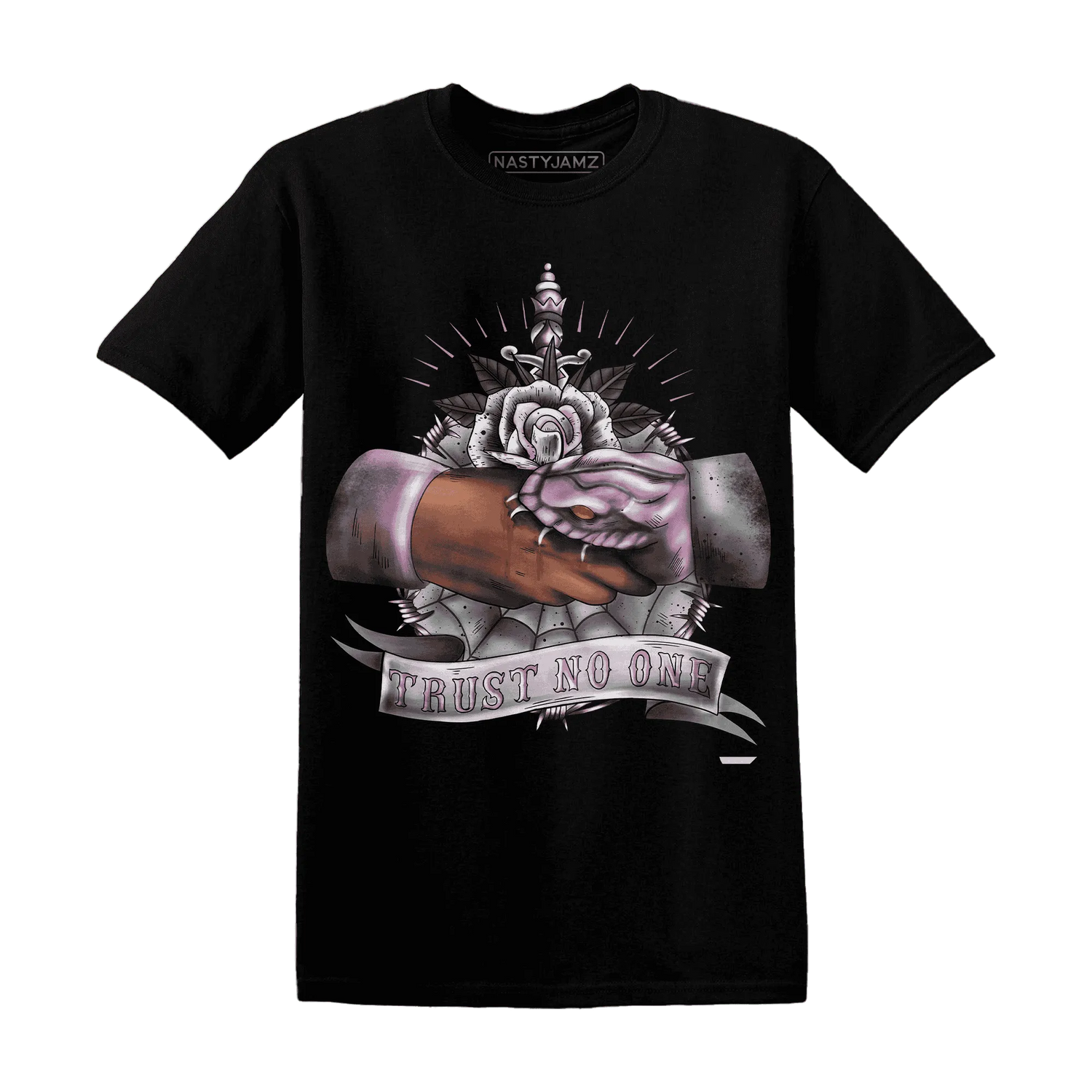 Orchid-Neutral-Grey-Black-White-4s-NastyJamz-T-Shirt-Match-Trust-No-One-Old-School